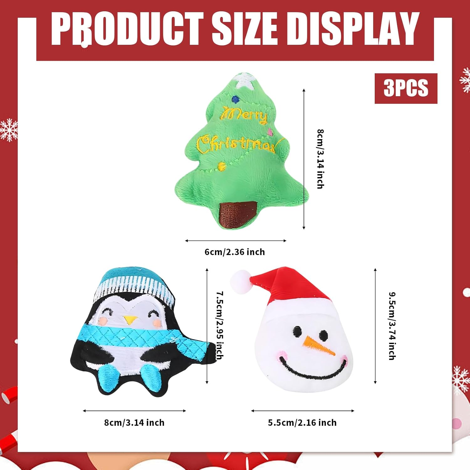 Cat Catnip Toys 3 Pieces Christmas Cat Nips Toys Santa Claus Pet Calming Toy Penguin Soft Penguin Chew Cat Toy Xmas Fluffy Interactive Kittens Toy for Cats Claw Playing Chewing Teeth Cleaning