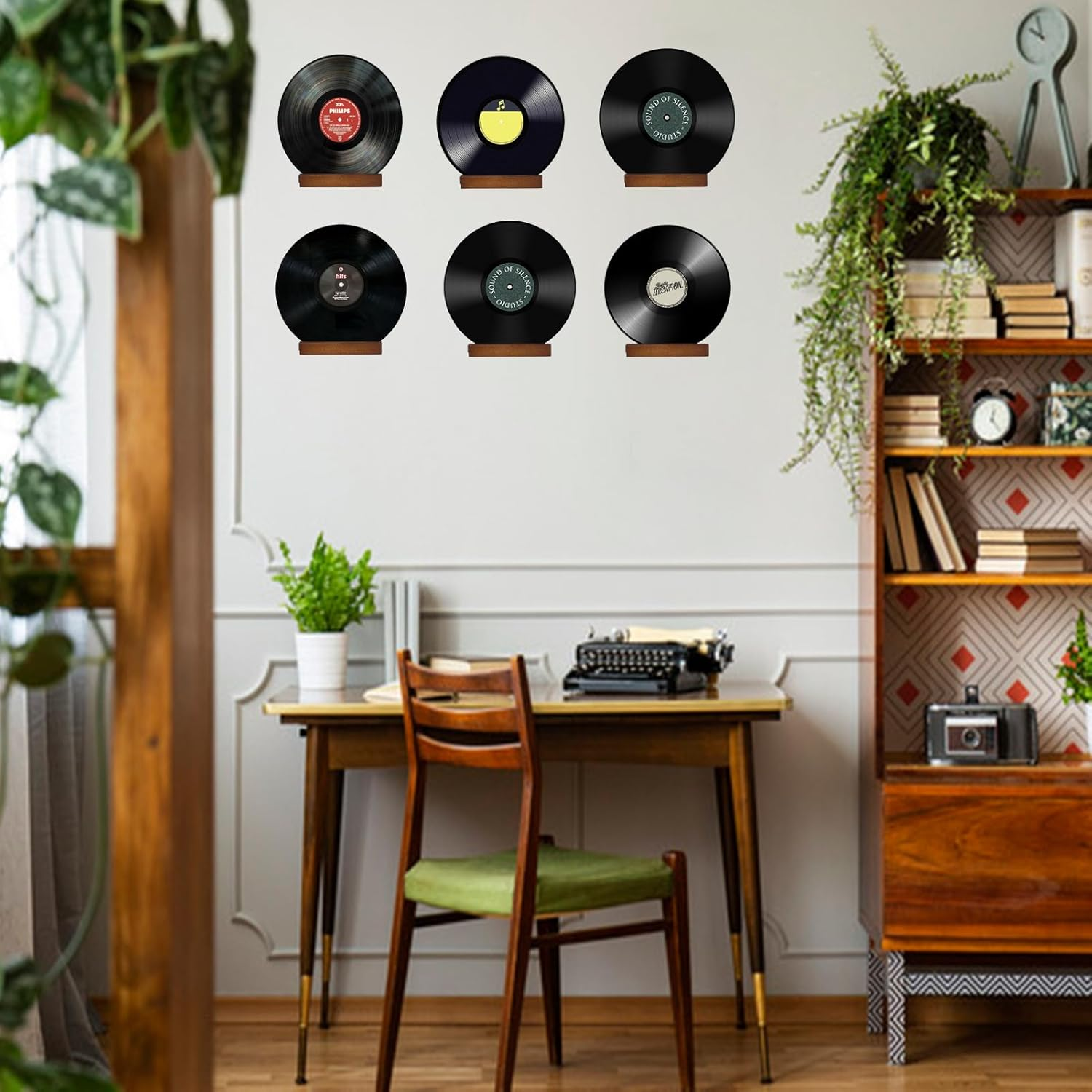 Vinyl Record Holder,6 Pcsvinyl Wall Mount, Retro Style Record Holder,Wooden Records Stand for Vinyl Records,Books,Photo Album,Magazine image number 2