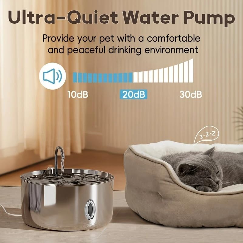 Dog Cat Water Fountain for Dogs and Cats 7L/236Oz Stainless Steel Dog Bowl Dispenser Automatic Pet Water Fountain with Deeper Drinking Area, Multi-Filtration Pet Fountain with 1 Filter image number 3
