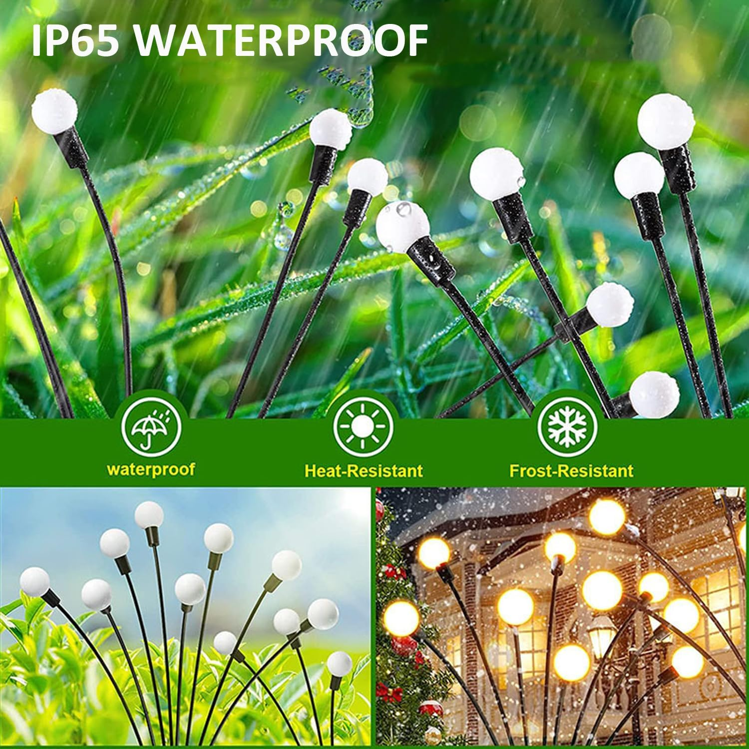 4Pcs Solar Garden Lights Outdoor, Solar Firefly Lights 32 LED New Upgraded Sway by Wind, Solar Outdoor Lights, Yard Patio Pathway Decoration, High Flexibility Iron Wire & Heavy Bulb Base-Multi-Color image number 3