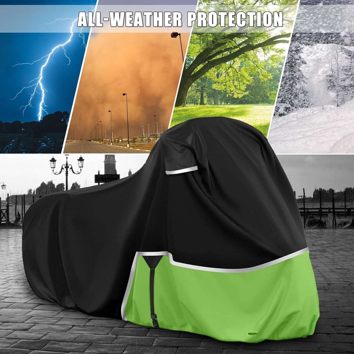 Waterproof Motorcycle Cover Replace for Kawasaki KLR 650 Versys X300 650 without Trunk Models, 420D Oxford Cloth Motorcycle Cover for Snow Rain Dust Protection image number 4