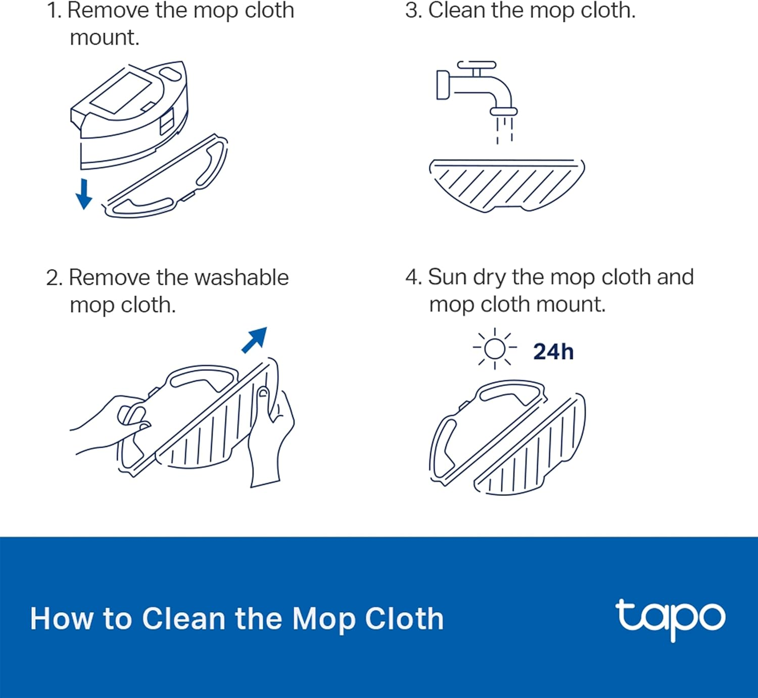 Tapo Tp-Link Vacuum Cleaner Washable Mop Cloth &Atilde;&mdash;3, Smart Home, Easy to Wash & Install, Work with Tapo RV30 Plus/Rv30/Rv30C Mop Plus/Rv30C Mop/Rv20 Mop Plus/Rv20 Mop/Rv10 Plus/Rv10 (Tapo RVA300) image number 1
