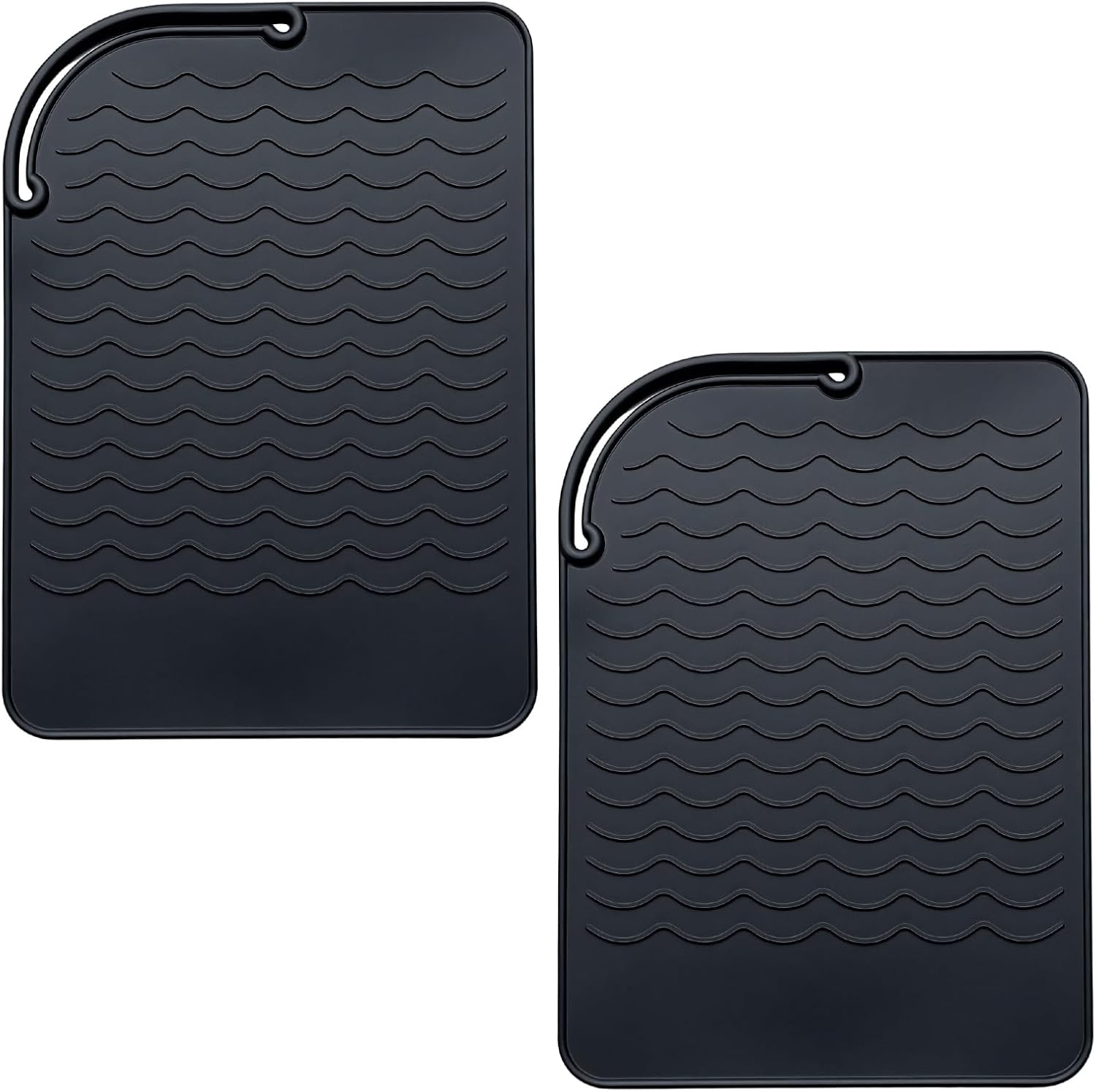 Ozessence 2 Pcs Heat-Resistant Mat for Curling Irons, 21&times;15.8Cm Portable Heat Silicone-Resistant Mat for Curling & Flat Irons, Used for Anti-Slip Protect Desktop and Travel Carry