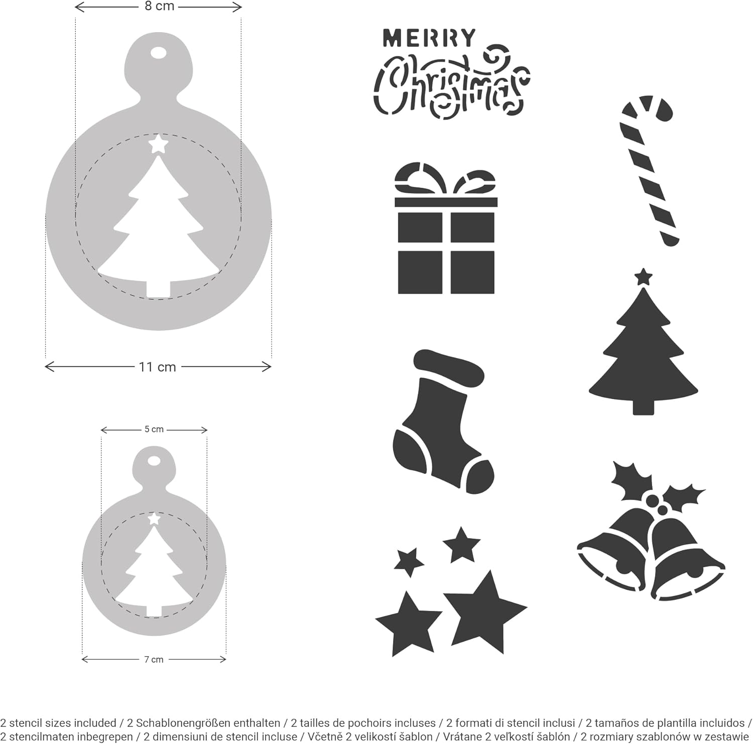 NAKLEO Coffee Cookies Decoration Reusable Plastic Baking Stencil - 7X7Cm and 11X11Cm / 2.8'X2.8' and 4.3'X4.3' - Christmas Winter Holidays - Art Craft DIY Biscuit Pastry Cake Glaze Kitchen