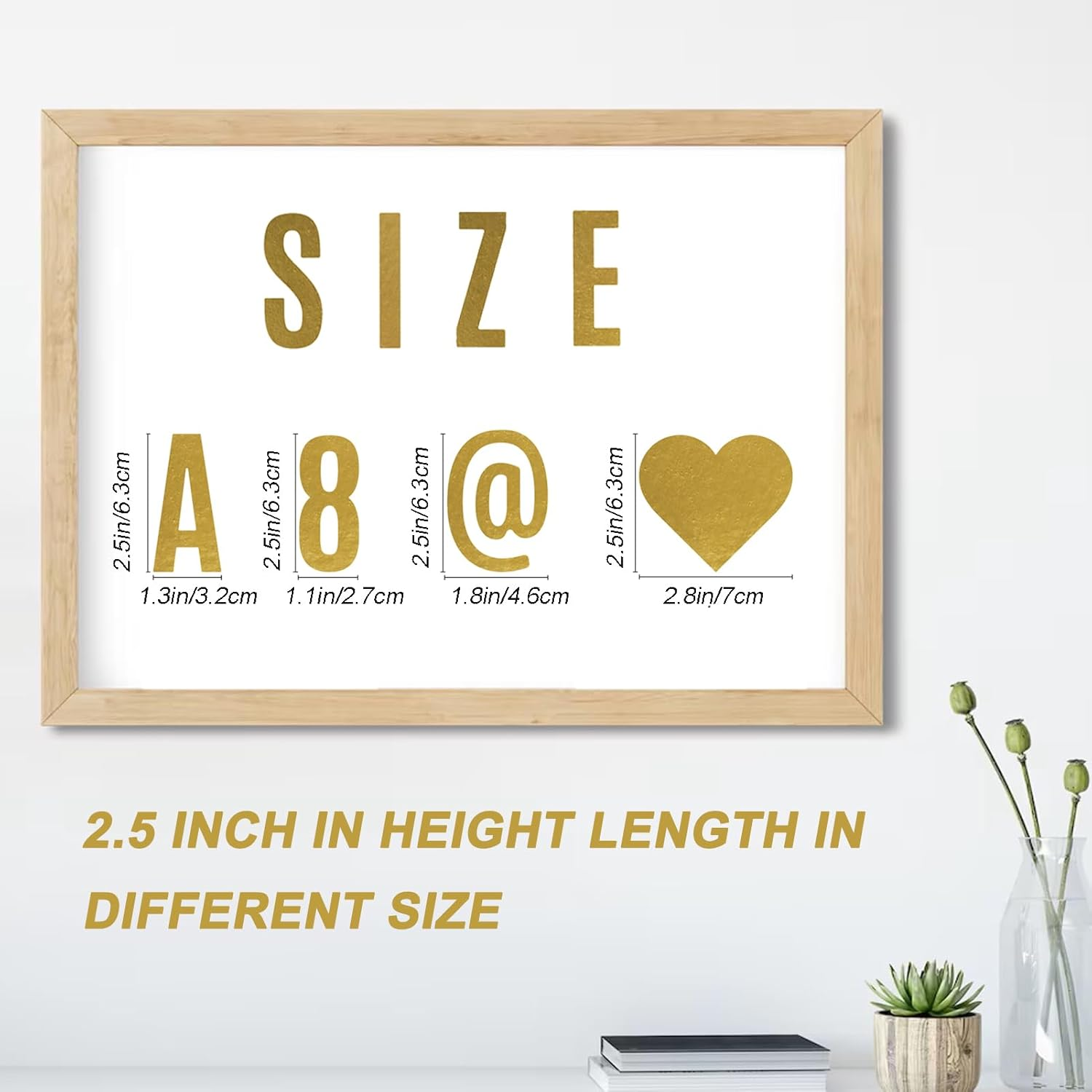 500Pcs Large Letter Stickers Gold Big Font Alphabet Numbers 2.5 Inch Self-Adhesive Decal Sticker for Bulletin Board Poster Scrapbook Mailbox Cars Classroom Decor - Gold image number 5