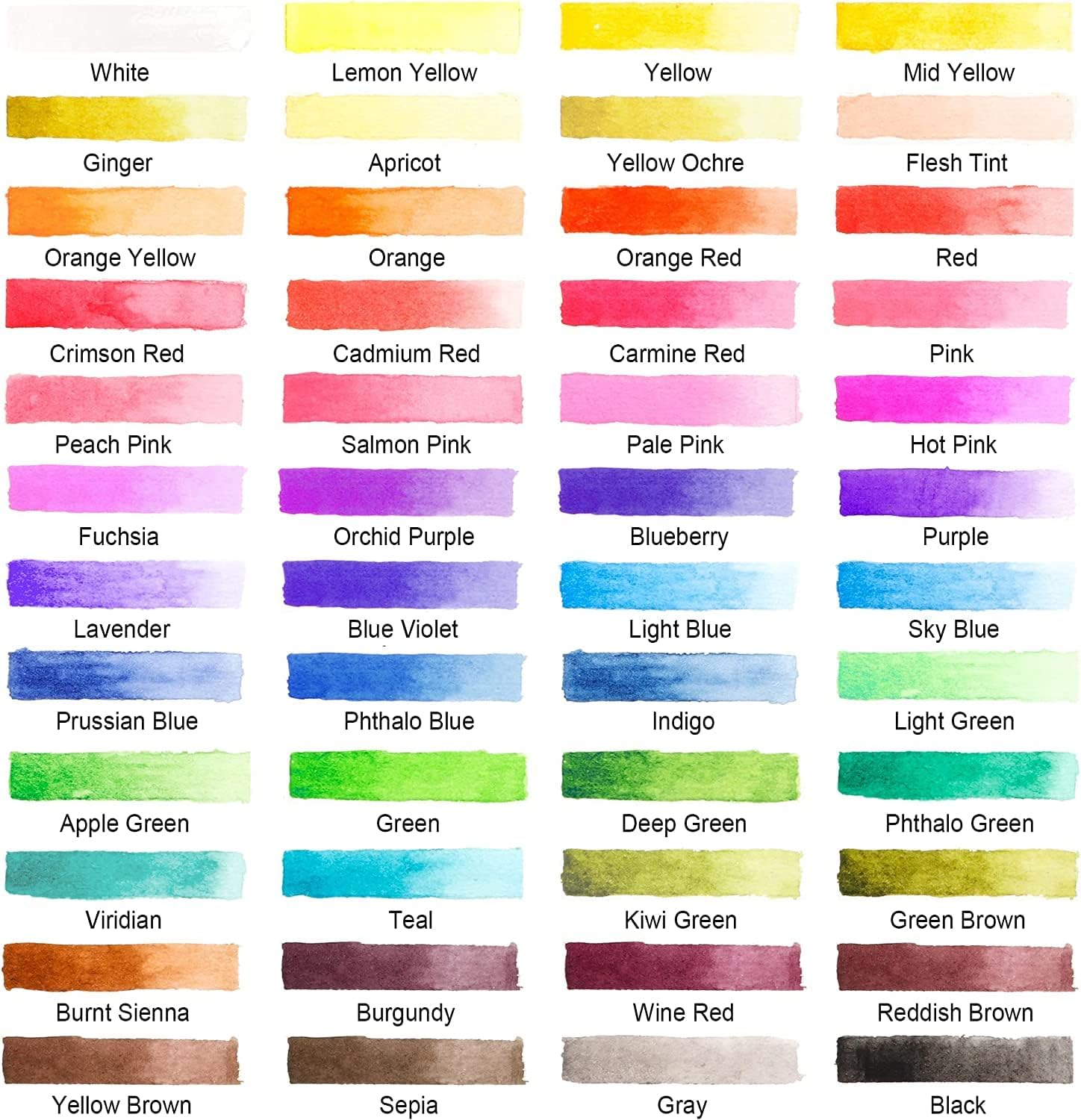 Shuttle Art Watercolour Paint Set, 48 Colours Watercolour Paint in Half Pans with 2 Water Brush Pens, 10 Paint Brushes, 1 Watercolour Pad, 1 Palette, 2 Colour Charts, Watercolour Kit for Kids Adults image number 4