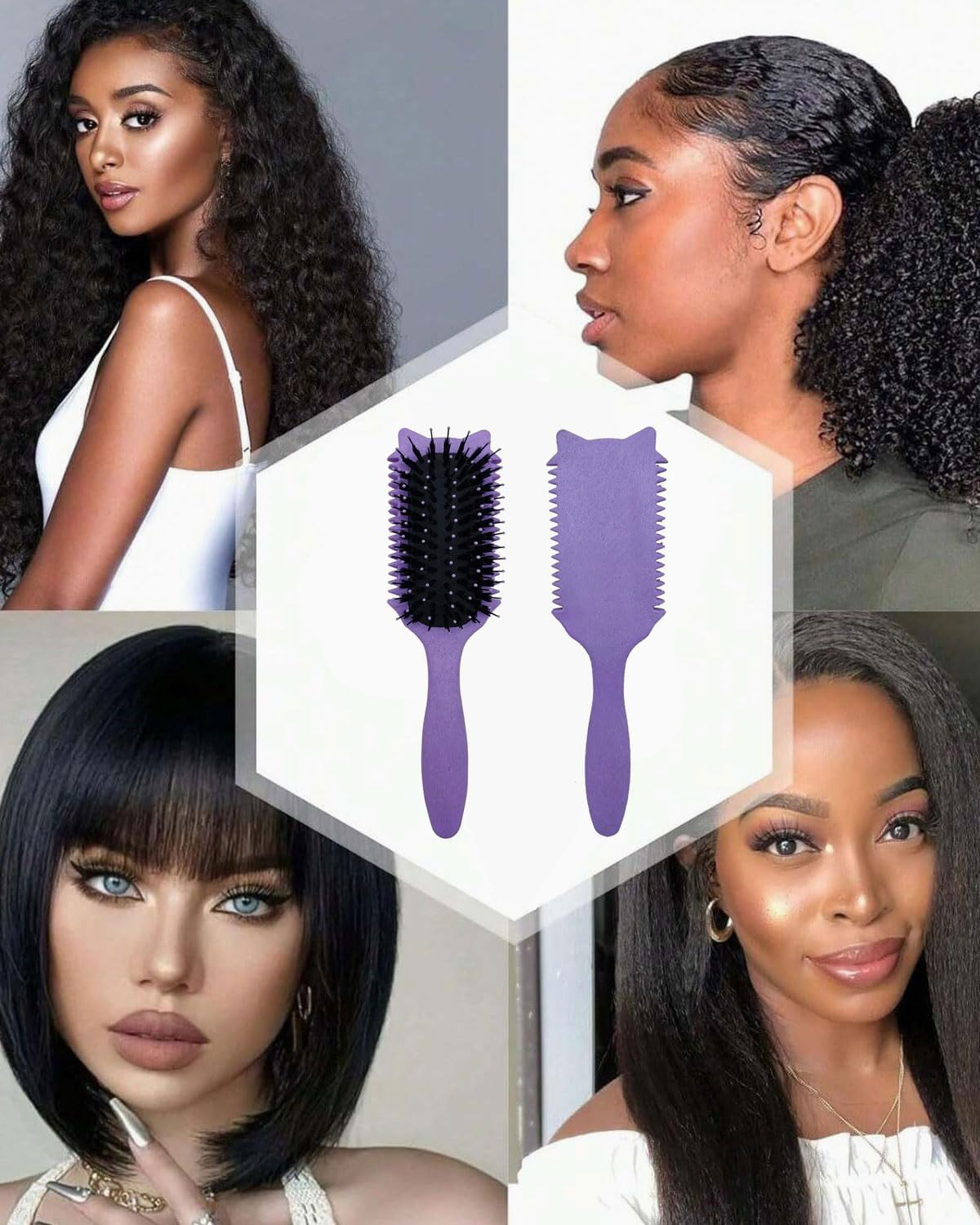 BPTRKOM 1 X Professional Detangling Brush with Spiral Springs - for Curls and Long Hair - for Women/Men - Lime Green Design - Hair Care Special Brush with Lubricating Effect (Green: Rounded Corners) image number 4