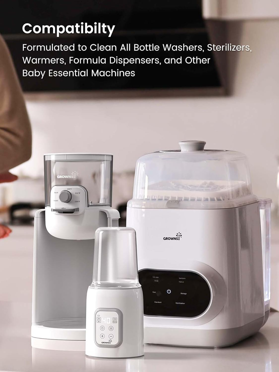 GROWNSY Descaling Tablets Descaler, 24 Descaling Tablets Compatible with Momcozy, Baby Brezza Bottle Washer, Effective for Bottle Washer, Warmer, Sterilizer, Formula Maker image number 4