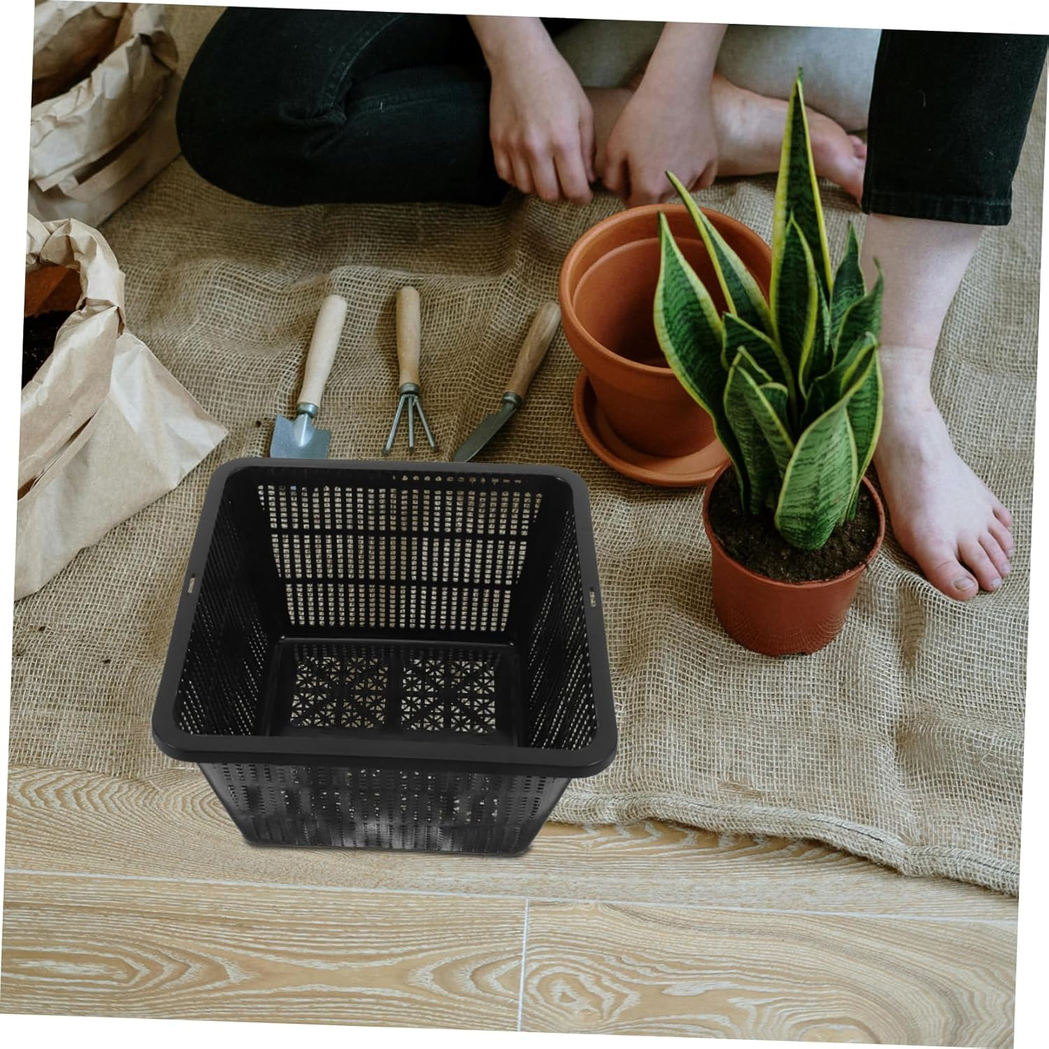 CIYODO Hydroponic Net Pots Set 2 Plastic Plant Baskets Mesh for Small Garden Supplies image number 3