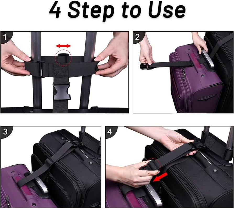 2 Pack Add a Bag Luggage Strap - Heavy Duty Adjustable Suitcase Belt Attachment - Travel Accessories for Connecting Your Luggage Together (Black) image number 1