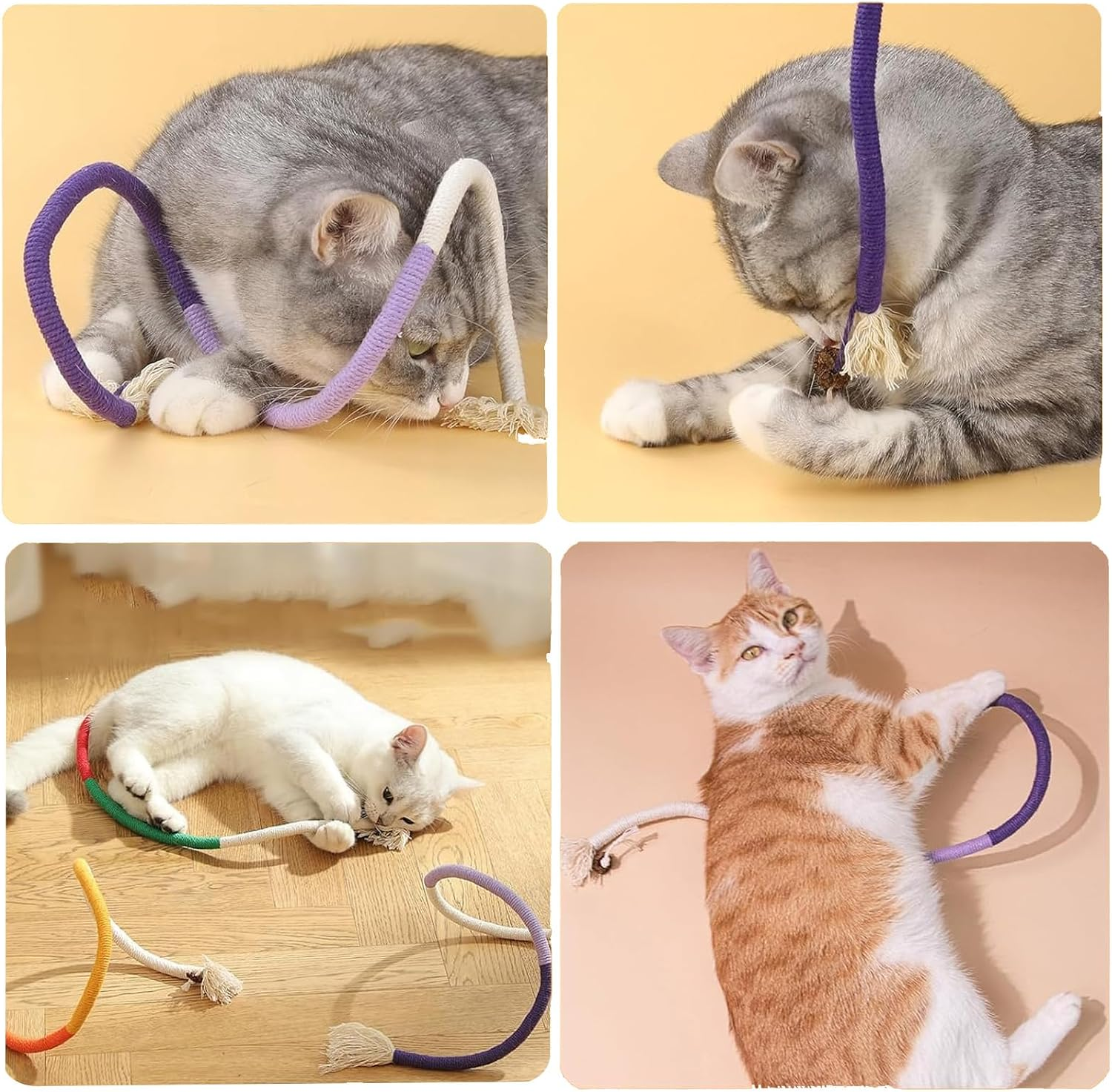 Aikeis 3 Pack Cat Toys Interactive Toy Pet Rope Toy Pet Rope Toy Cat Interactive Toy Rope image number 3