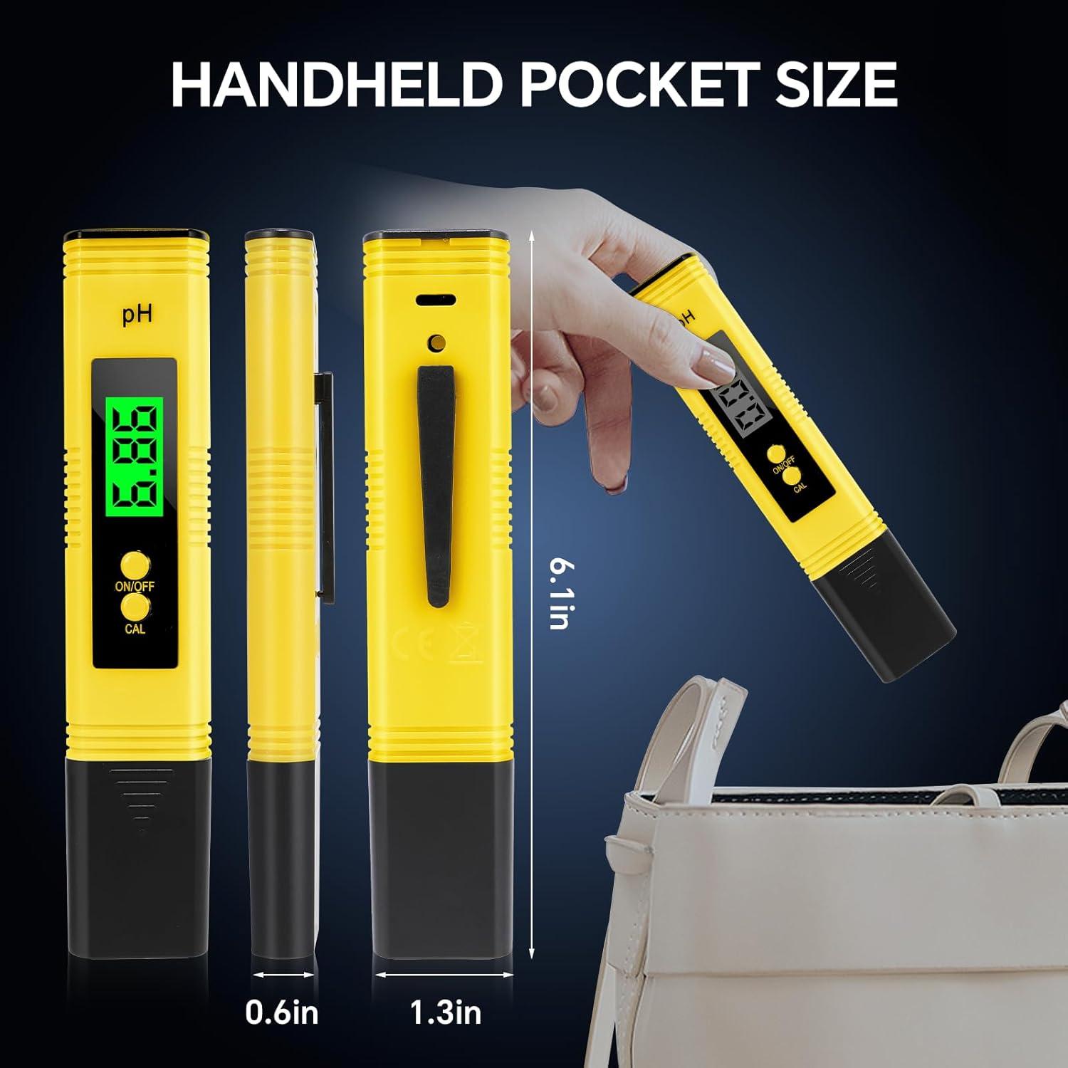 Digital Ph Meter, 0.01Ph High Accuracy Pen Type Ph Tester for Household Drinking with UL Certification and 3 Ph Calibration Powders image number 5