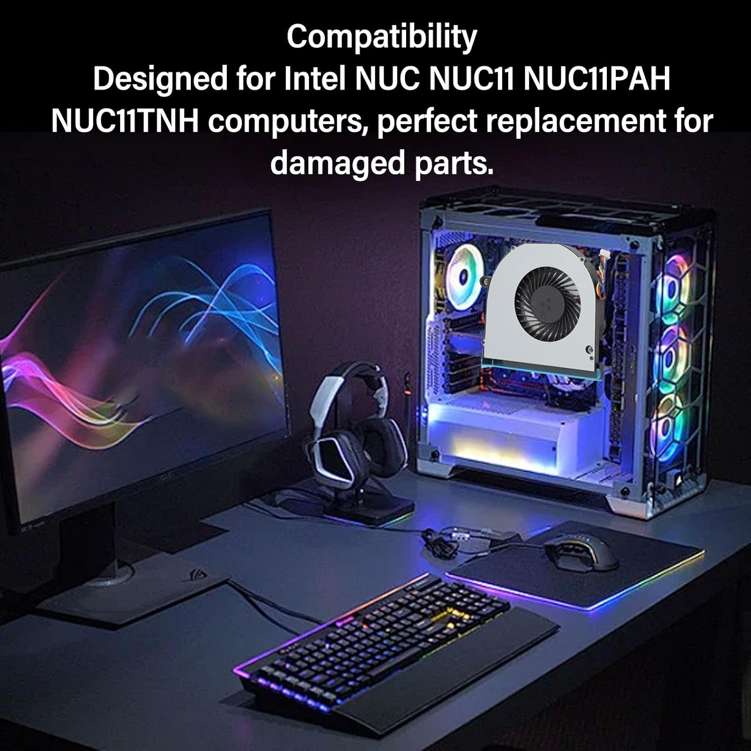 Replacement CPU Cooling Fan, 4 Pin DC5V 0.7A CPU Cooler for Intel NUC11 NUC11PAH NUC11TNH Computer Cooling Fan, Fast Heat Dissipation image number 4