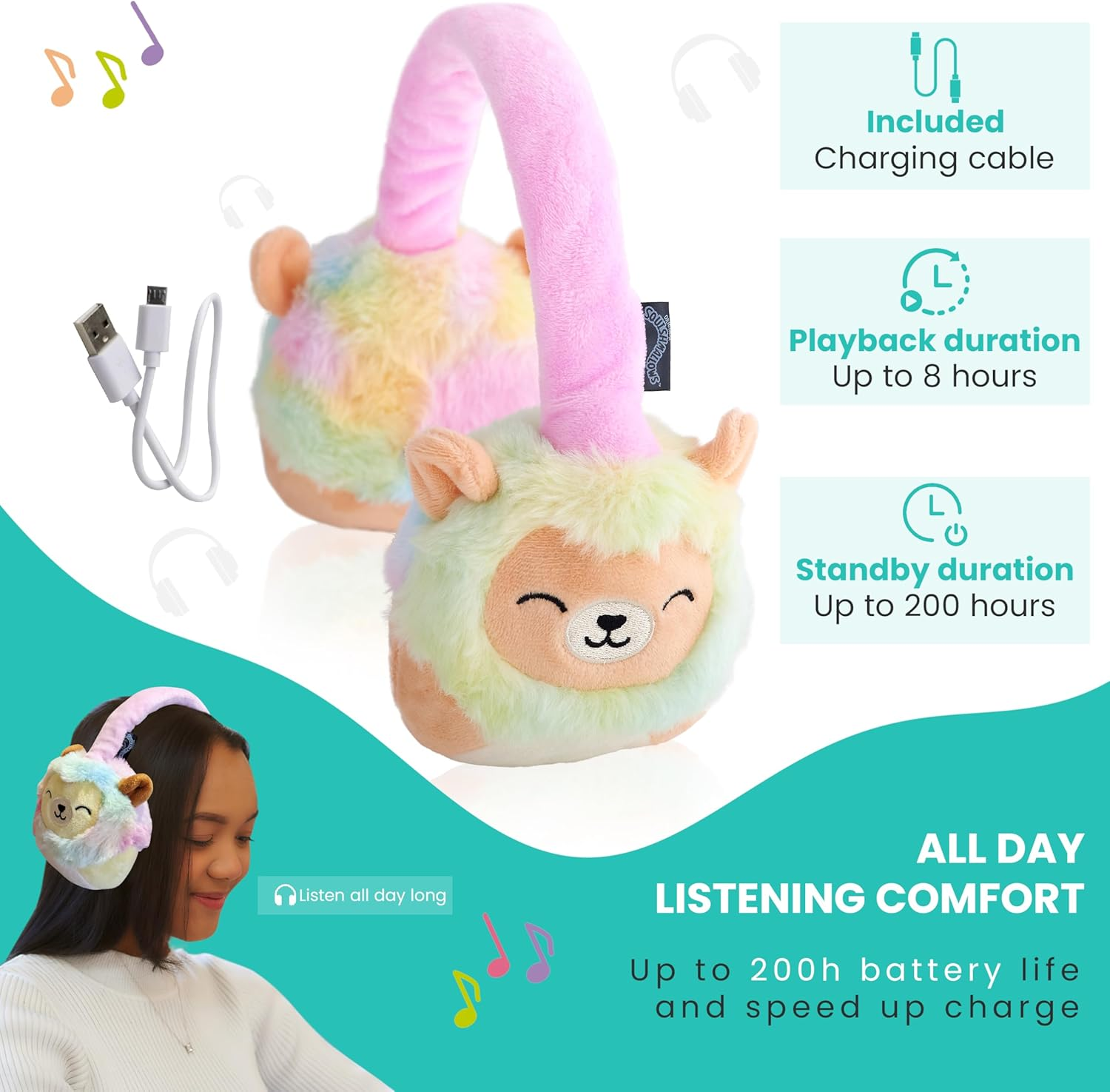 Squishmallows Plush Bluetooth Headphone - Leonard image number 3