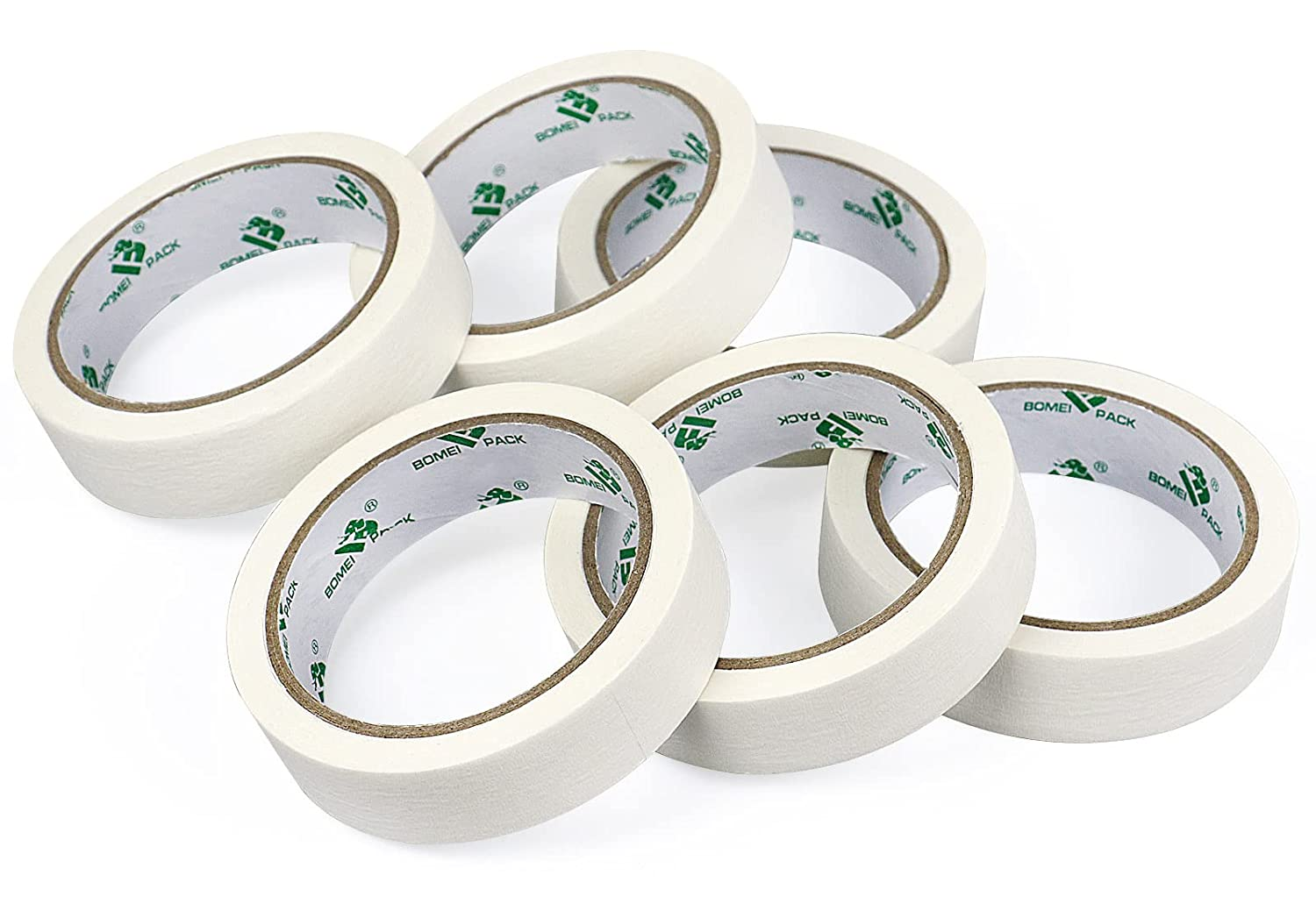 BOMEI PACK White Masking Tape Decorative Writable White Painters Tape for Arts & Crafts,6 Rolls Pack, 24Mm X 20M per Roll image number 1
