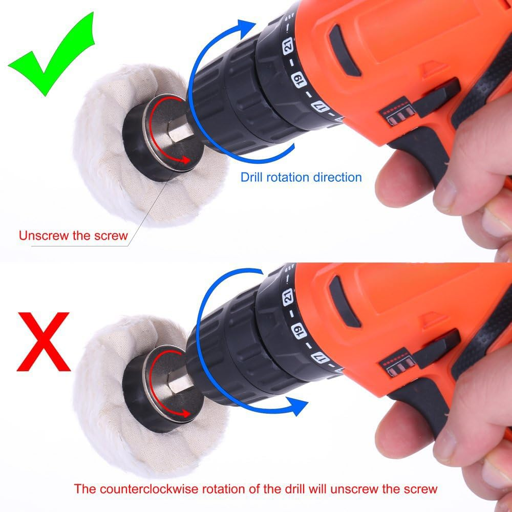 4 Pcs Cotton Buffing Polishing Wheel for Drill White Flannelette Cone/Column/Ball/T-Shaped Pad with 1/4" Handle for Polishing Mag Rims, Aluminum,Stainless image number 3