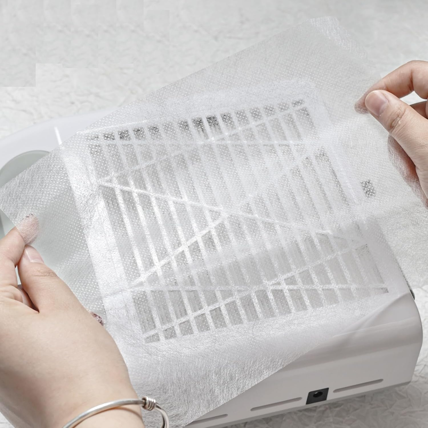 100 Sheets Disposable Nail Dust Collector Filter Pad Nail Salon Nail Dust Extractor Accessory for Most Nail Dust Collector Machine Dust Collector Nail Home and Nail Salon Use, White image number 6