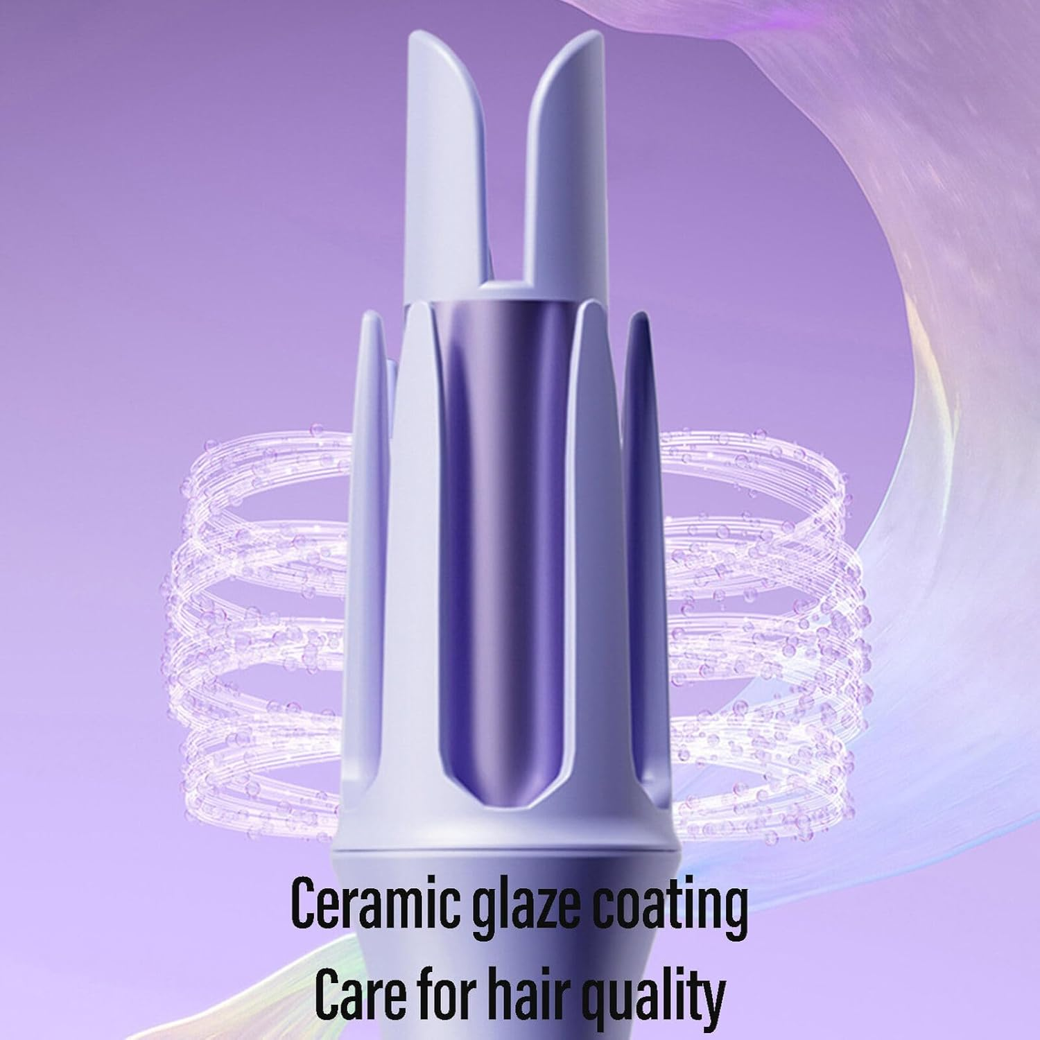 Leona Co Automatic Rotating Hair Curling Iron, Fast Heating Auto Hair Curler for 32MM 1.3" Soft Waves Styling, Includes Heat Resistant Silicone Mat Pouch, Auto Curling Wand for Long Short Hair (Purple) image number 2