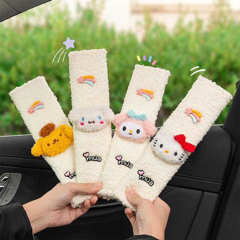 Kawaii Car Seat Belt Strap Cover, Cute 2 Pieces Set Anime Seat Strap Neck Protector Car Decorations for Women(White Dog), MG-AT002 - White Dog image number 6