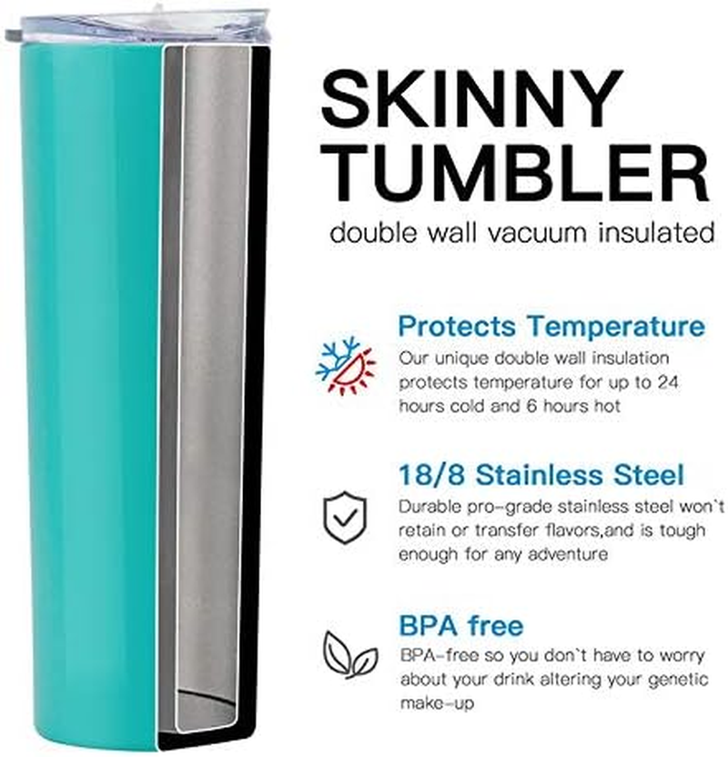 Gteller Double Wall 18/8 Stainless Steel Vacuum Slim Skinny Tumbler with Straw and Lid, Insulated Travel Mug Keeping Beverage Cold and Warm (Pink, 20Oz) image number 2