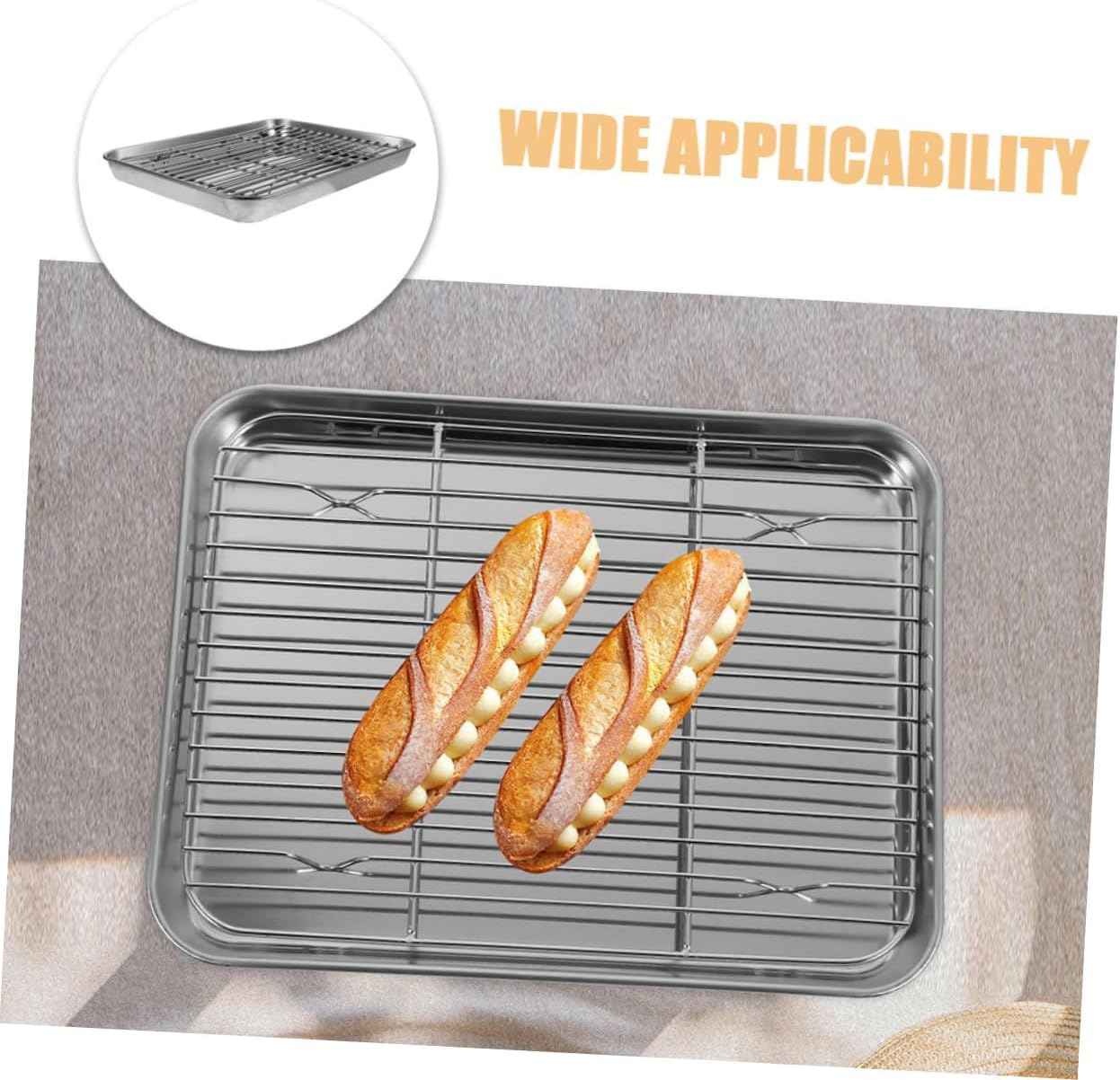 Cabilock 1 Set Stainless Steel Oil Drain Grid Versatile Baking Sheet Rack for Home Use image number 4