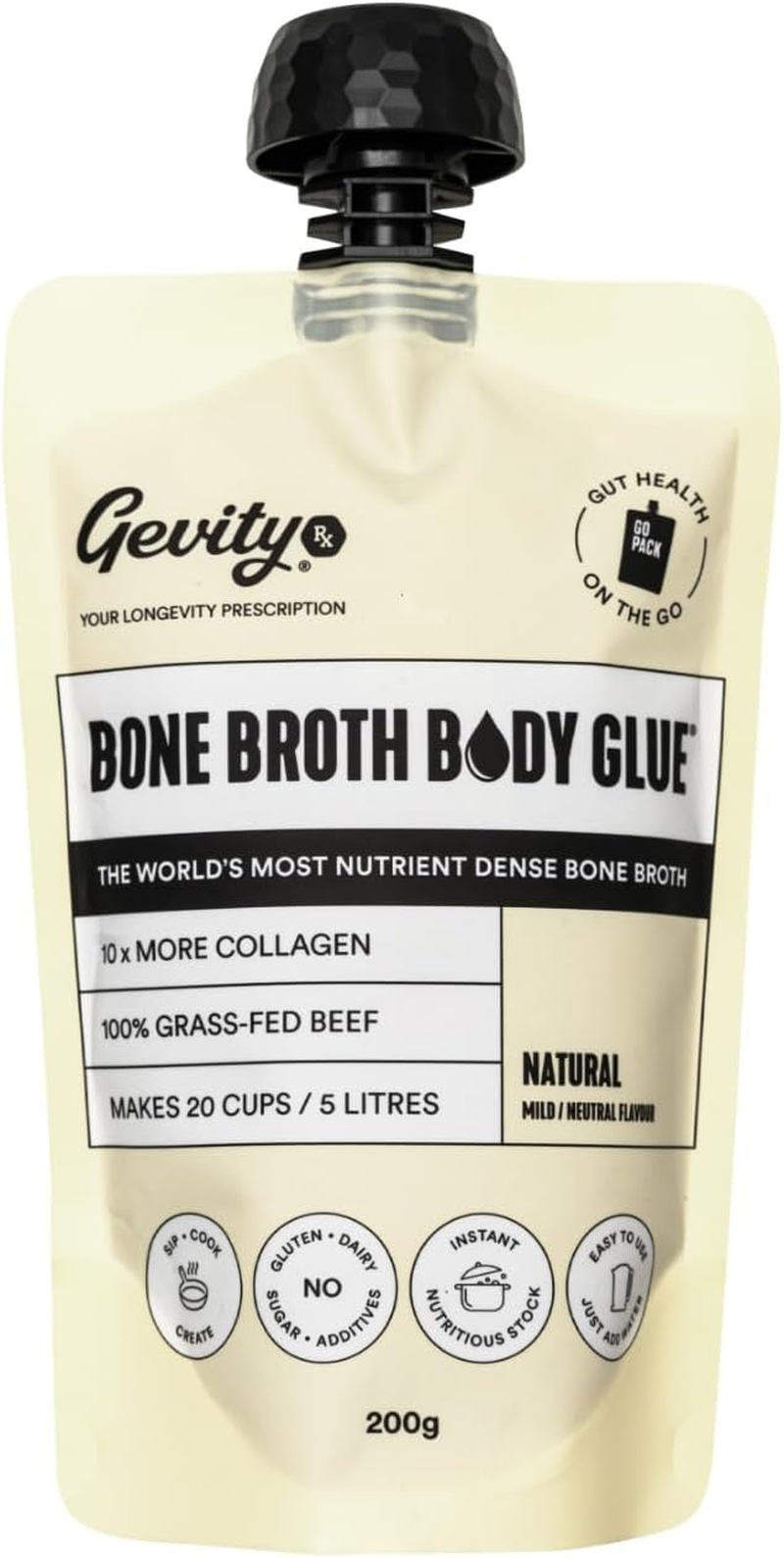 Gevity Rx Bone Broth Body Glue Concentrate Go Pack Natural G/F 200G image number 6