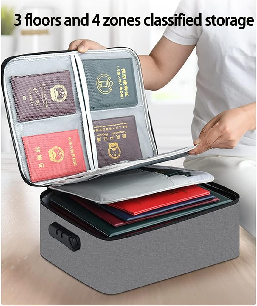 Document Package， Document Holder with Zipper, Organizer Box, File Storage, Pouch, Credential Bag(Grey) image number 1