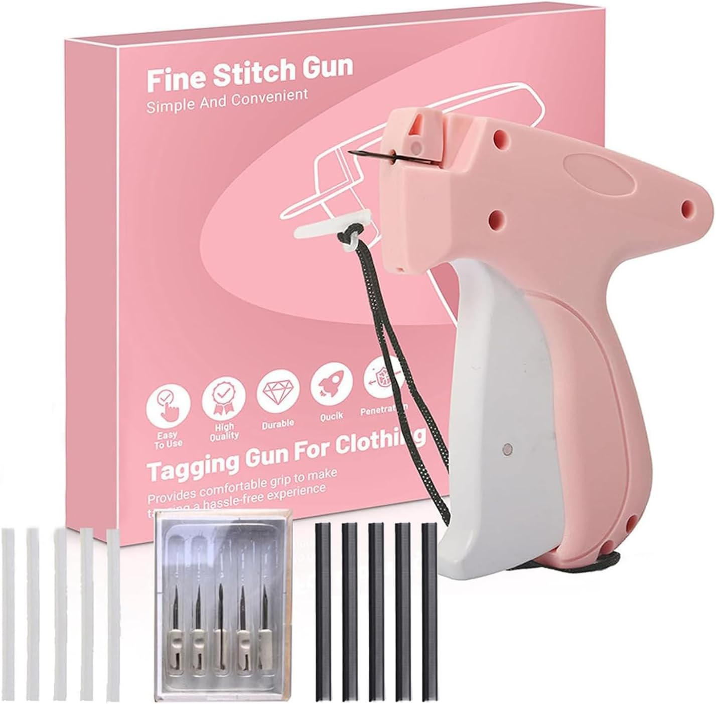 MAEZOE Stitch Gun for Clothes with 5 Needles & 2000 Fasteners &ndash; Quick Sewing Gun for Clothing Repairs, Hemming, Quilting &ndash; Durable Fabric Stapler for DIY, Home & Tailors