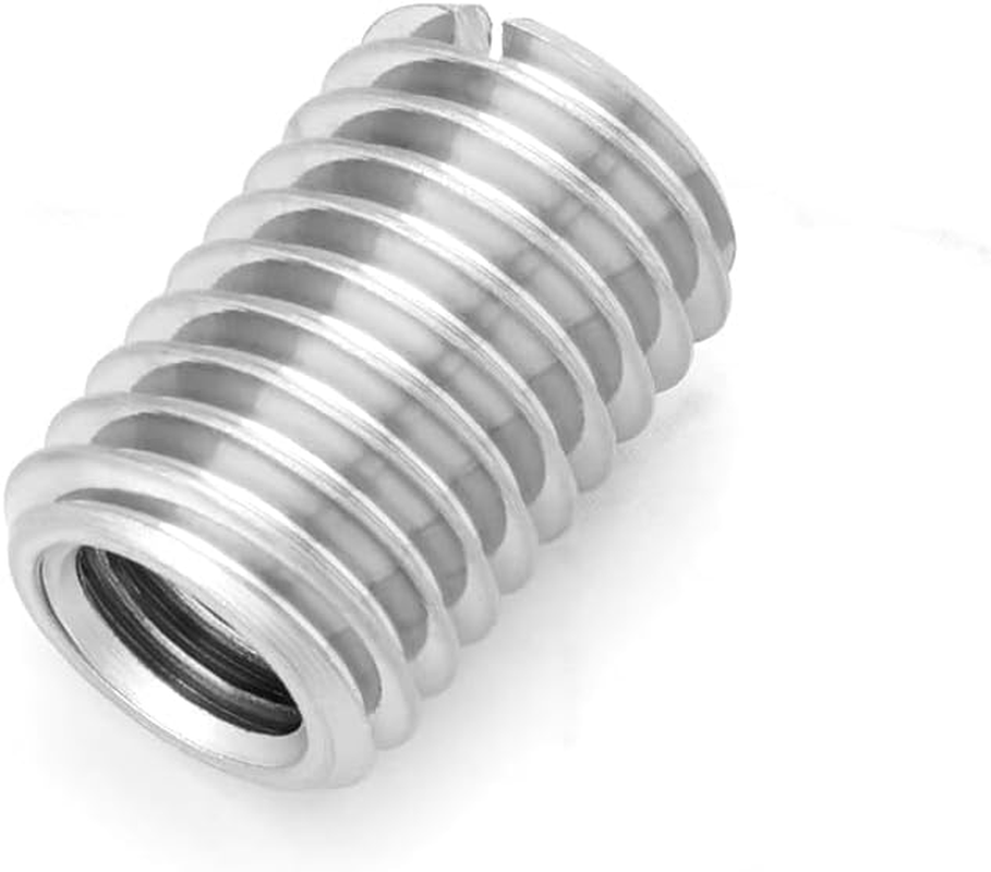 YINETTECH 20Pcs M12 to M8 Threaded Repair Insert Nut, Male Thread M12X1.75 and Female Thread M8 X 1.25 Length 18MM Conversion Reducer Nut Stainless Steel Slotting Thread Adapter image number 2