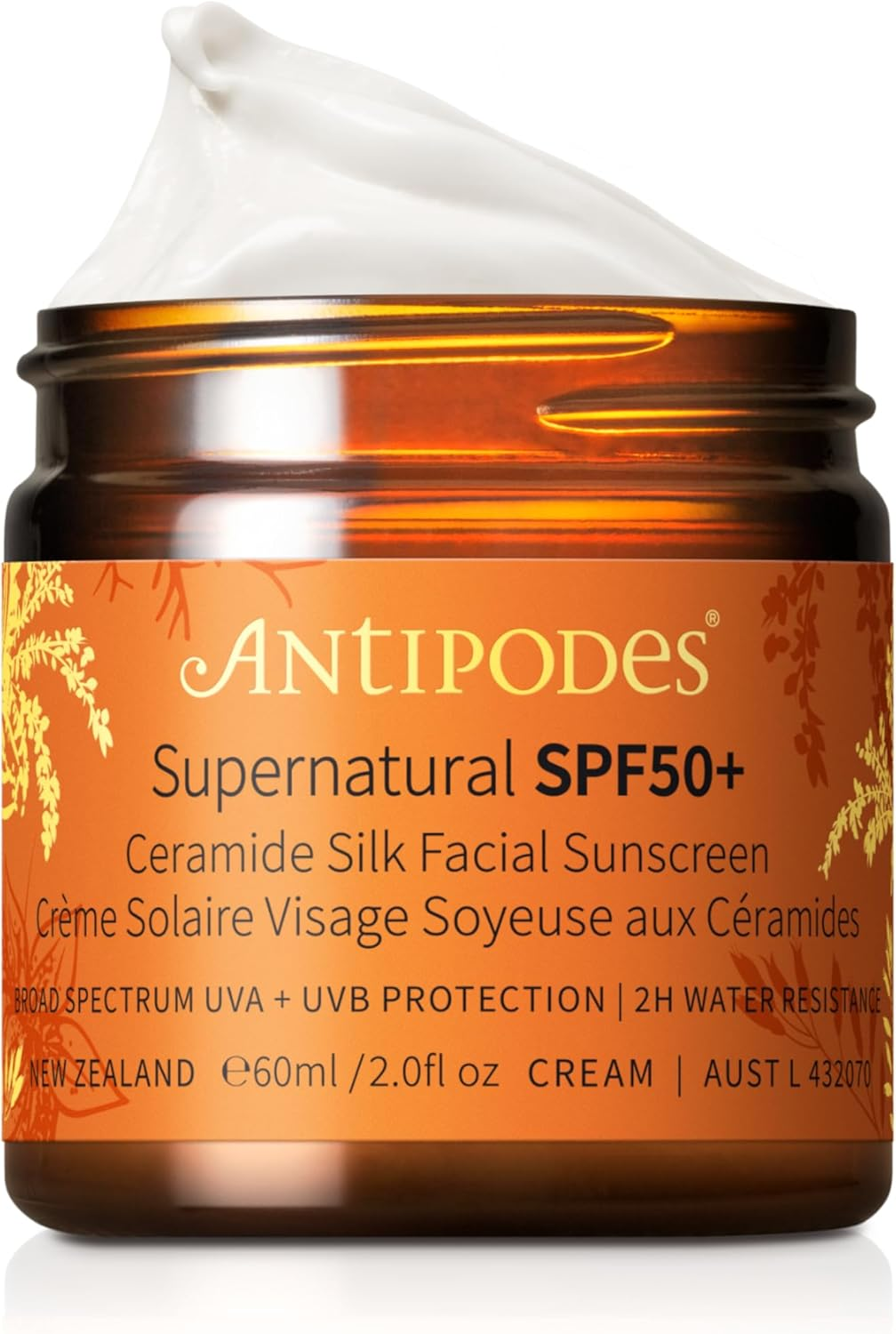 Antipodes Supernatural SPF50+ Ceramide Silk Facial Sunscreen &ndash; Natural Zinc Sun Cream UVA & UVB &ndash; Mineral SPF50+ for Face with Ceramides &ndash; All Skin Types &ndash; 60Ml image number 2