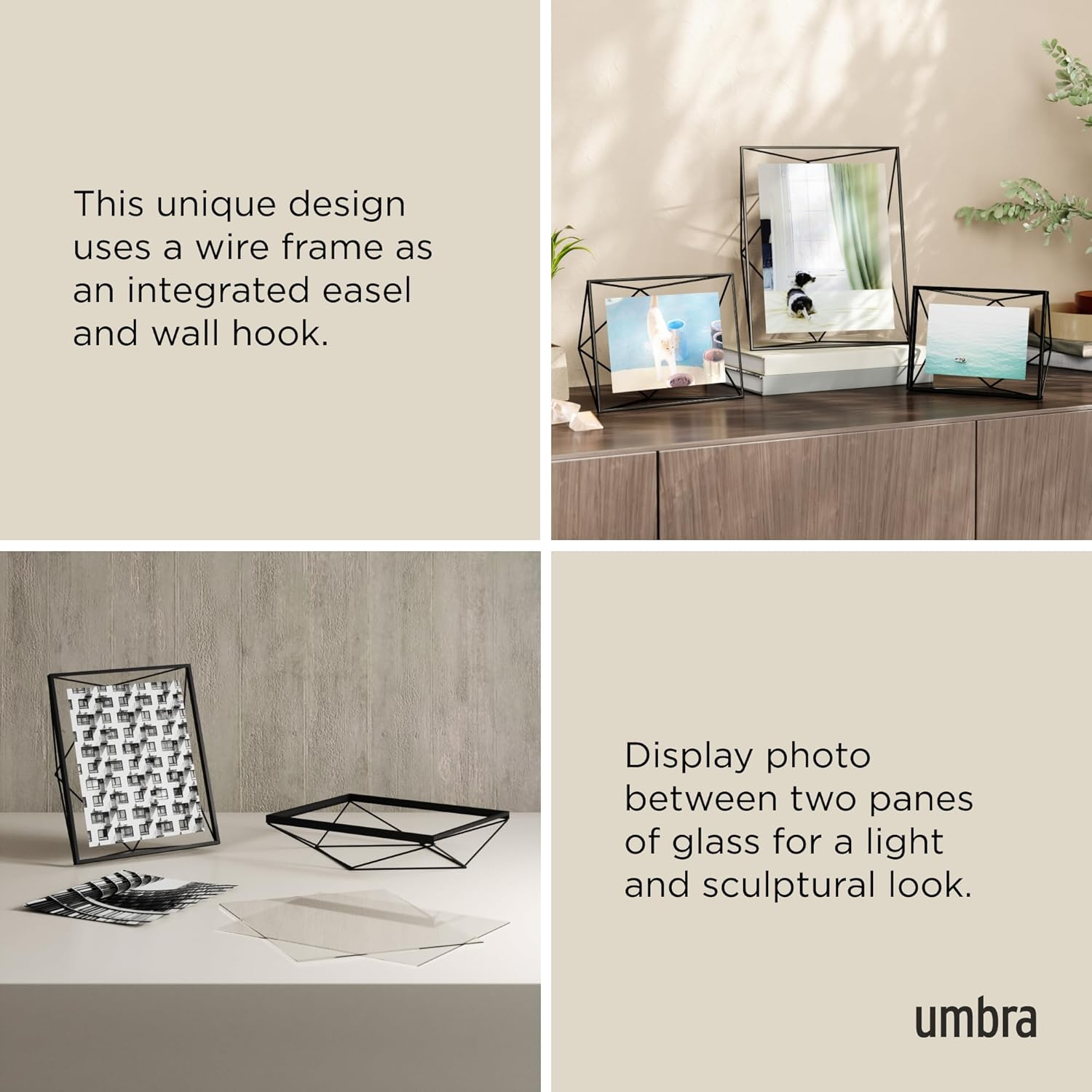 Umbra Prisma Picture Frame, 8X10 Photo Display for Desk or Wall, Black Photo Display image number 3