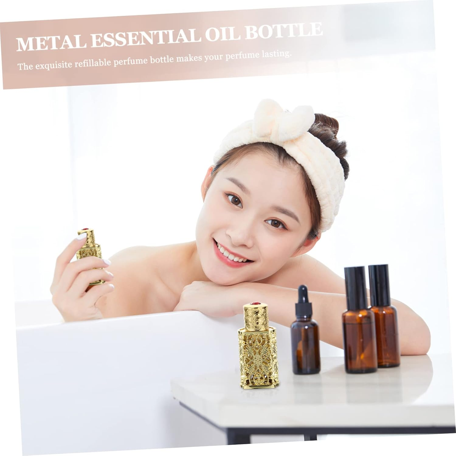 3Pcs Quality Metal Glass Essential Oil Bottle Leakproof Spray Bottle Travel Perfume Atomizer image number 4