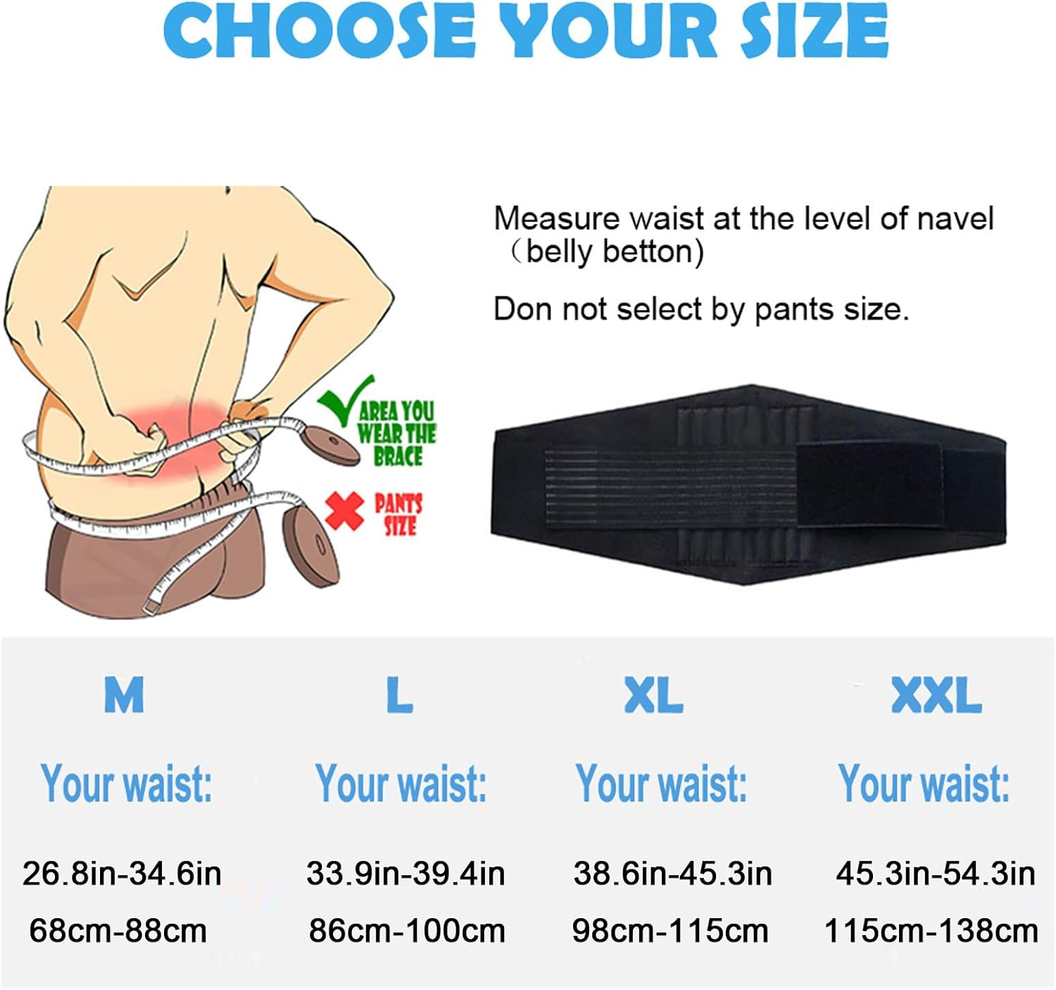 Paskyee Back Brace for Lower Back Pain Relief, Sciatica, Back Strap Support for Men Women Working Out, Lumbar Support Belt X-Large image number 4