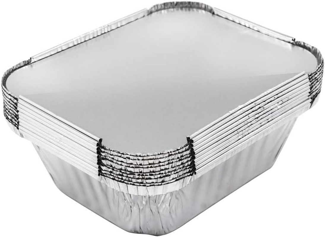 60X Small Foil Food Container Tray and Lid Roasting BBQ Takeaway Oven Trays image number 4