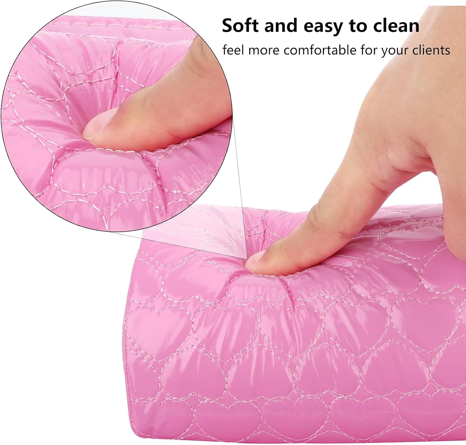 Nail Pillow Hand Rest for Nails, Washable PU Leather Nail Armrest Detachable Manicure Hand Pillow Cushion Nail Art Accessories Tool for Nails Tech (Pink) image number 6
