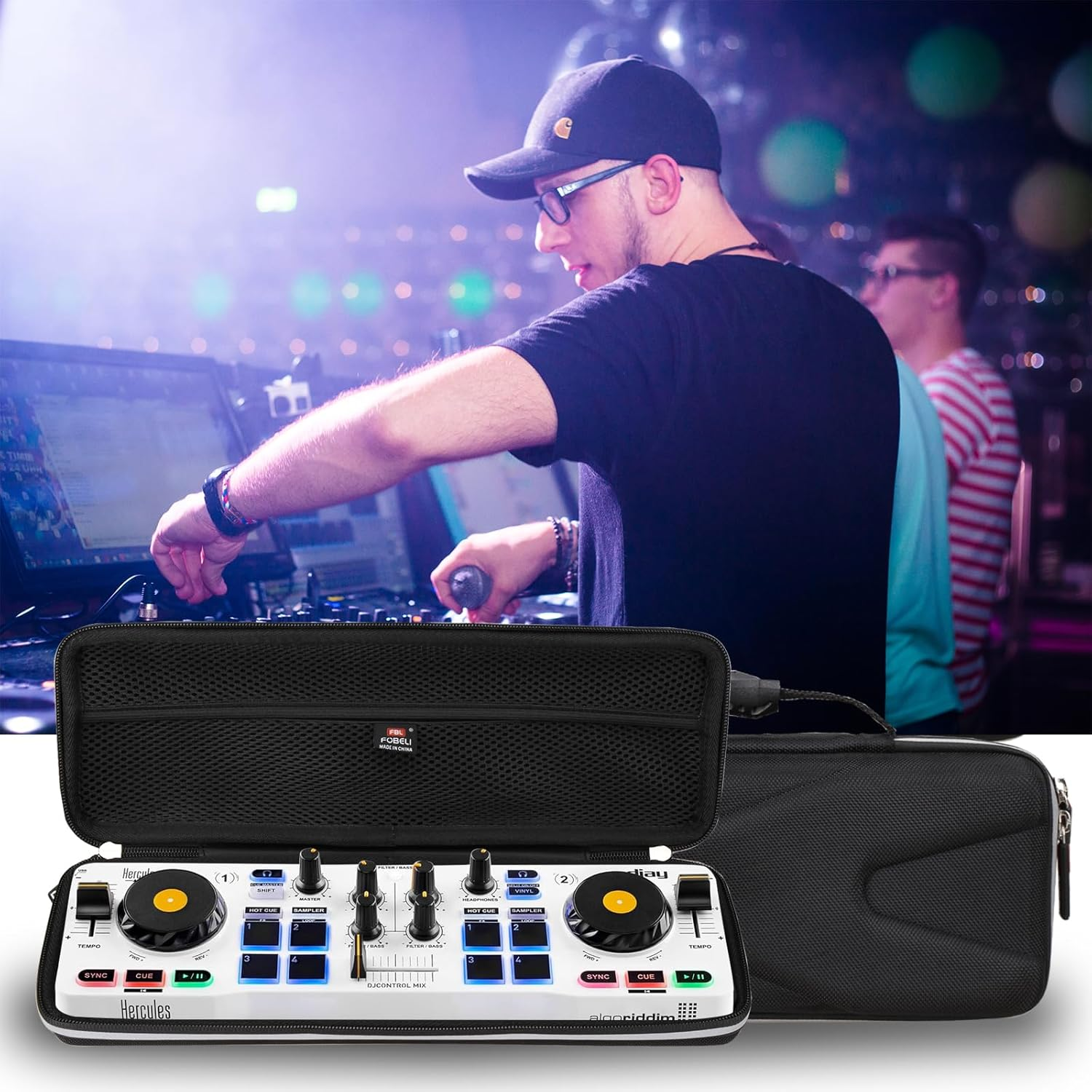 FBLFOBELI EVA Hard Storage Traveling Carry Case Compatible with Hercules Djcontrol Starlight Pocket USB DJ Controller, Shockproof Protective Carrying Bag (Case Only) image number 1