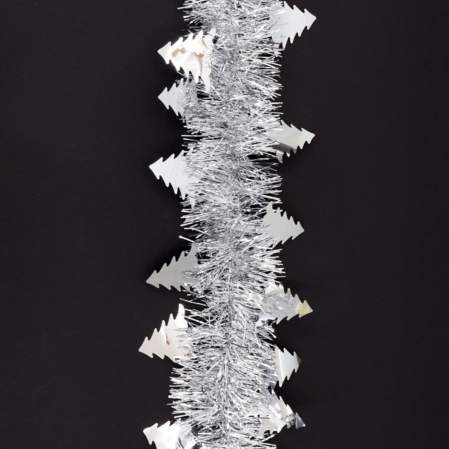 FIL 12M Premium Christmas Tinsel Extra Wide Garland 4M X3 Xmas Tree Decoration Full [Design: Metallic Trees_Gold] - Candy Cane_Red Silver image number 3