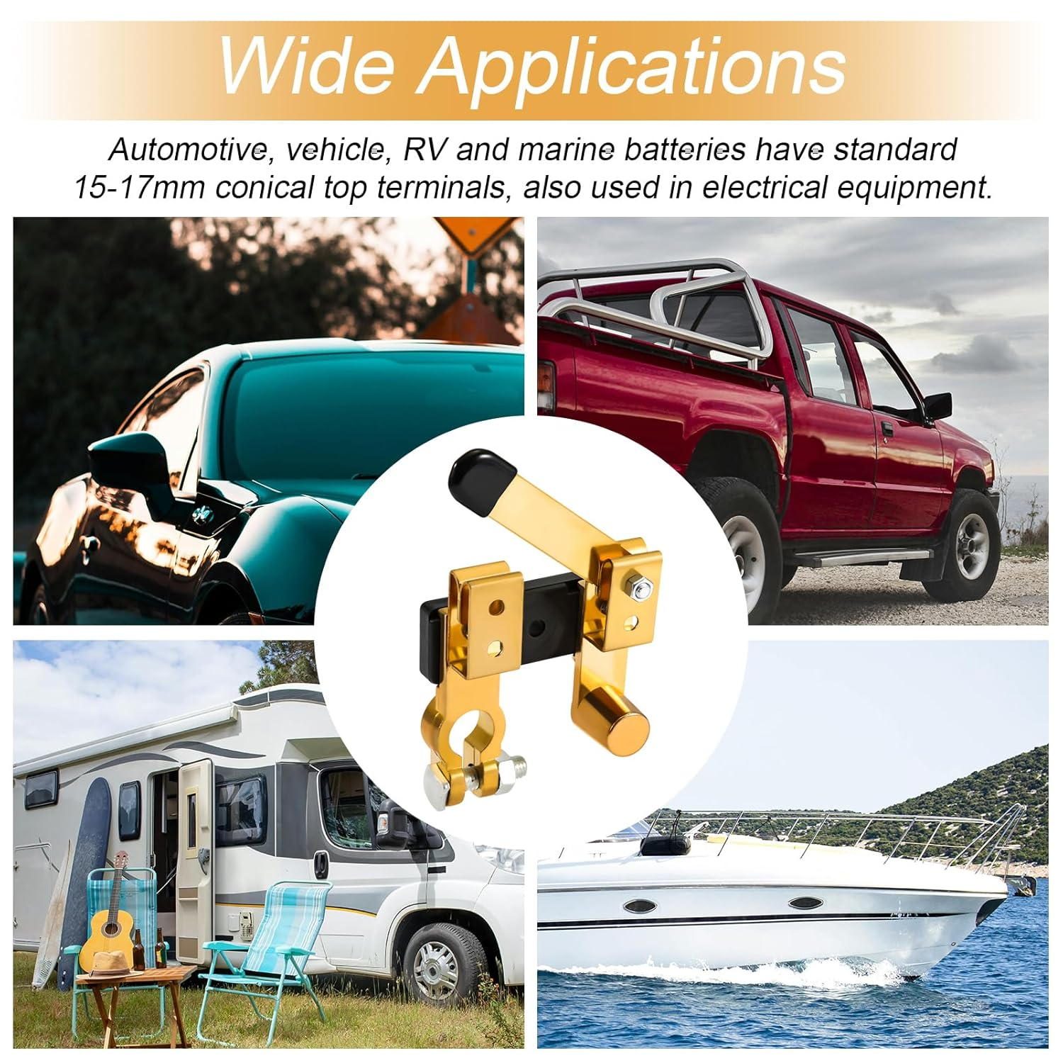 Battery Disconnect Switch, Top Post Knife Blade Master Switch Copper Negative Battery Disconnect Switch 12V 24V Battery Cut off Shut off Switch for RV Marine Car Boat (Horizontal)