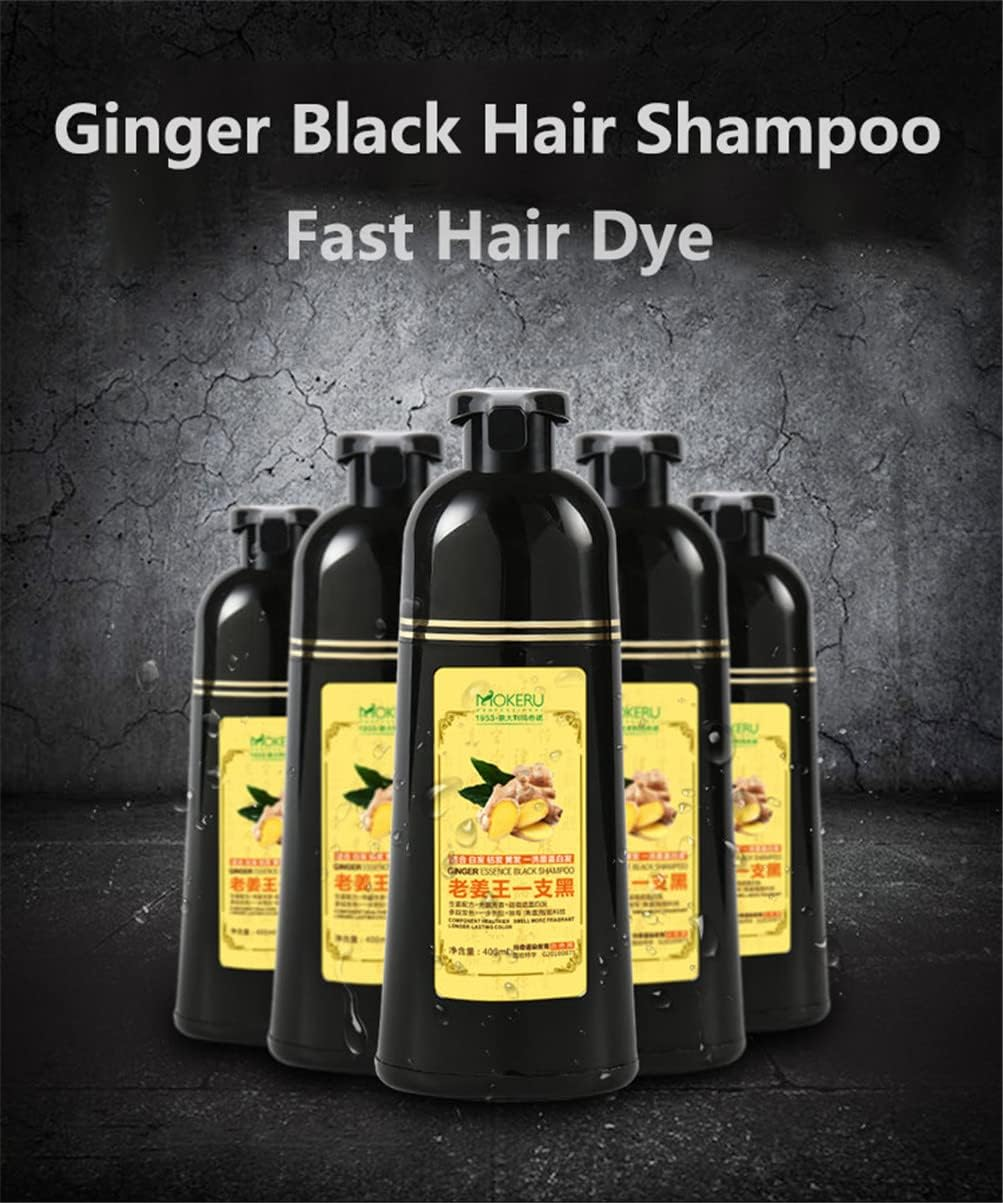 Ginger Shampoo Herbal Natural Fast Blacking Gray Hair Dye Black Shampoo Dye for Hair Coloring Anti-Hair Loss Hair Care Natural Black Hair Shampoo image number 6