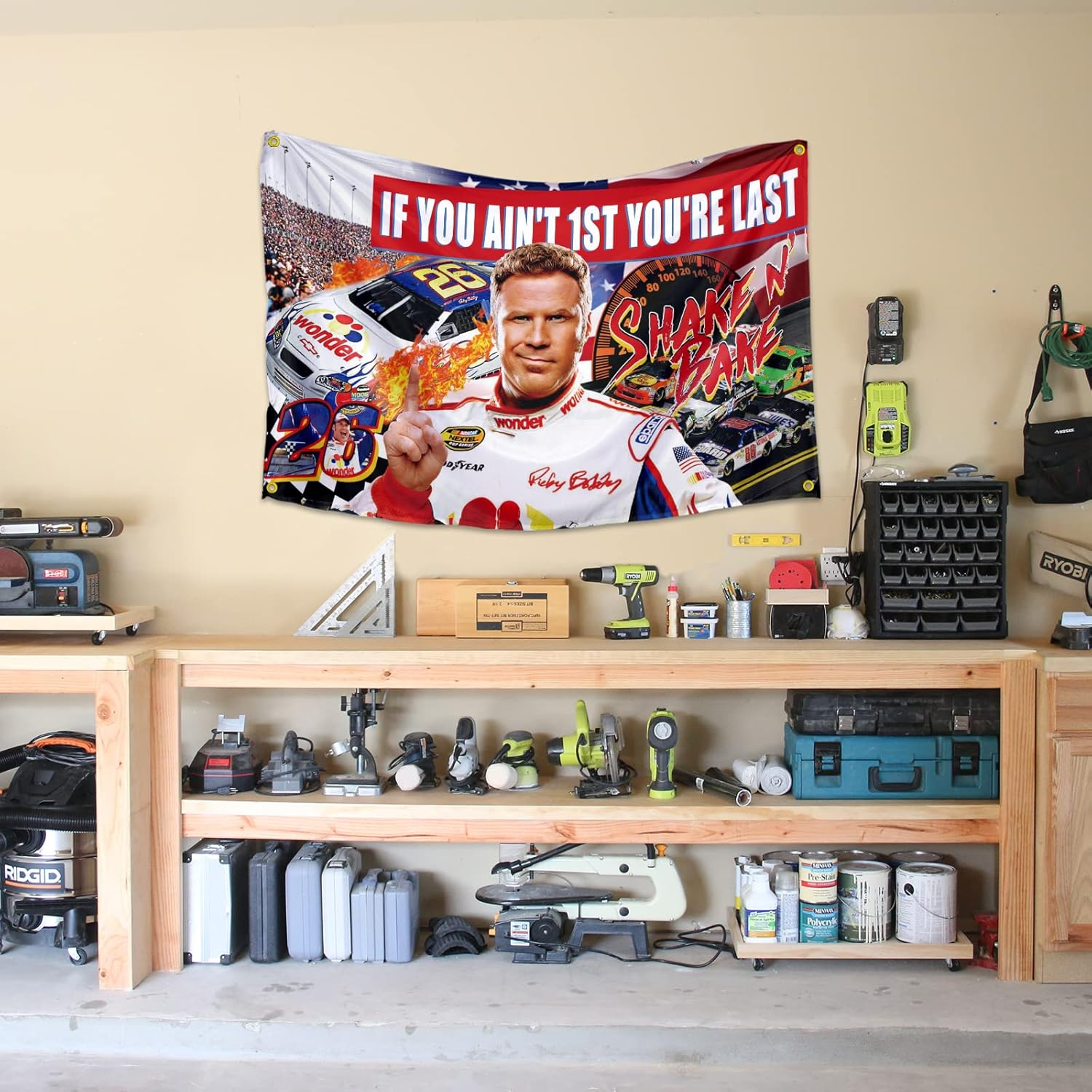 If You Ain'T 1St First You'Re Last Flag for Talladega Nights Ricky Bobby，3X5 Feet Flag Funny Poster Durable Man Cave Wall Flag with Brass Grommets This Beautiful Entertaining Banner Flag for College image number 5