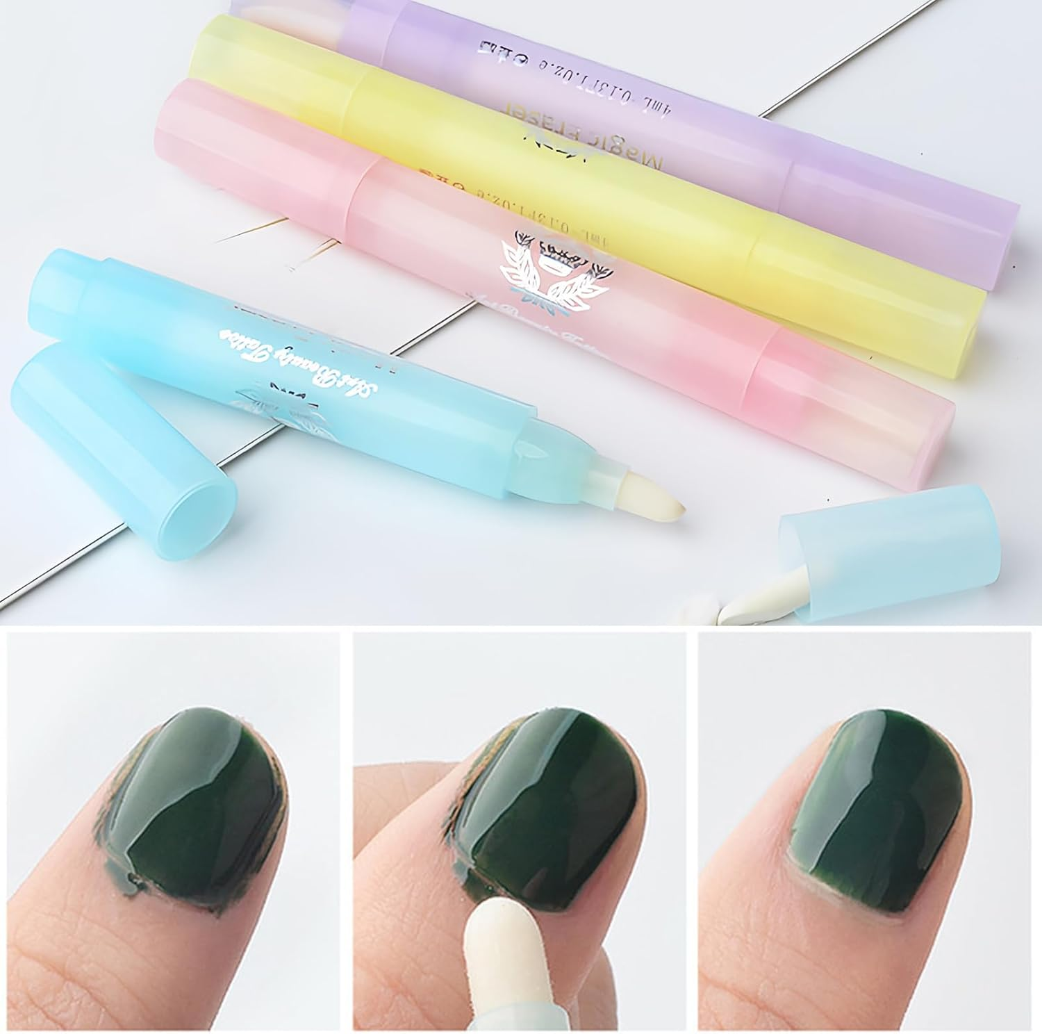 Nail Polish Corrector Pens, Manicure Remover Pen with 12 Replacement Tips, Refillable Nail Art Edge Cleaning Pen, Nail Art Remover Pen, Nail Varnish Remover Pens, Manicure Correction Pens (4 Pcs) image number 2