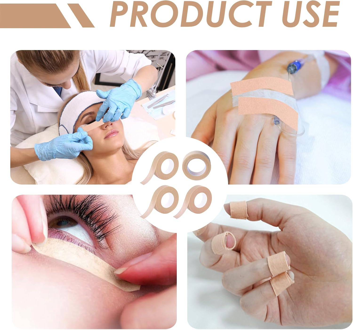 4 Rolls PE Micropore Medical Paper Tape Roll 1.25Cm X 9.14M, Flexible & Breathable Medical Tape for Eyelash Extensions Wound Sensitive Skin Injuries Swelling Sports (Skin) image number 1