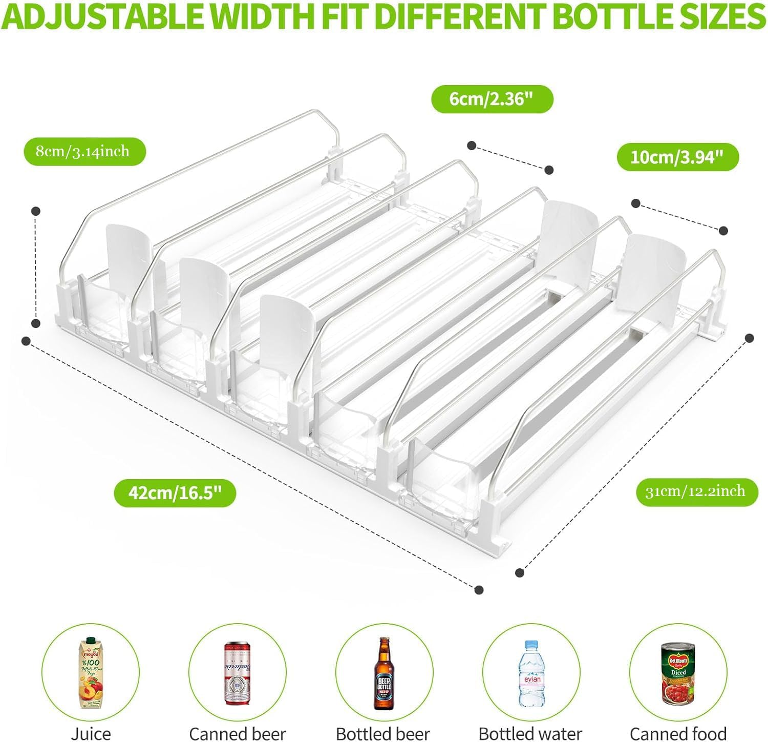 Soda Can Drink Organizer for Refrigerator, Drink Dispenser for Fridge Holds up to 25 Cans, 5 Row image number 3