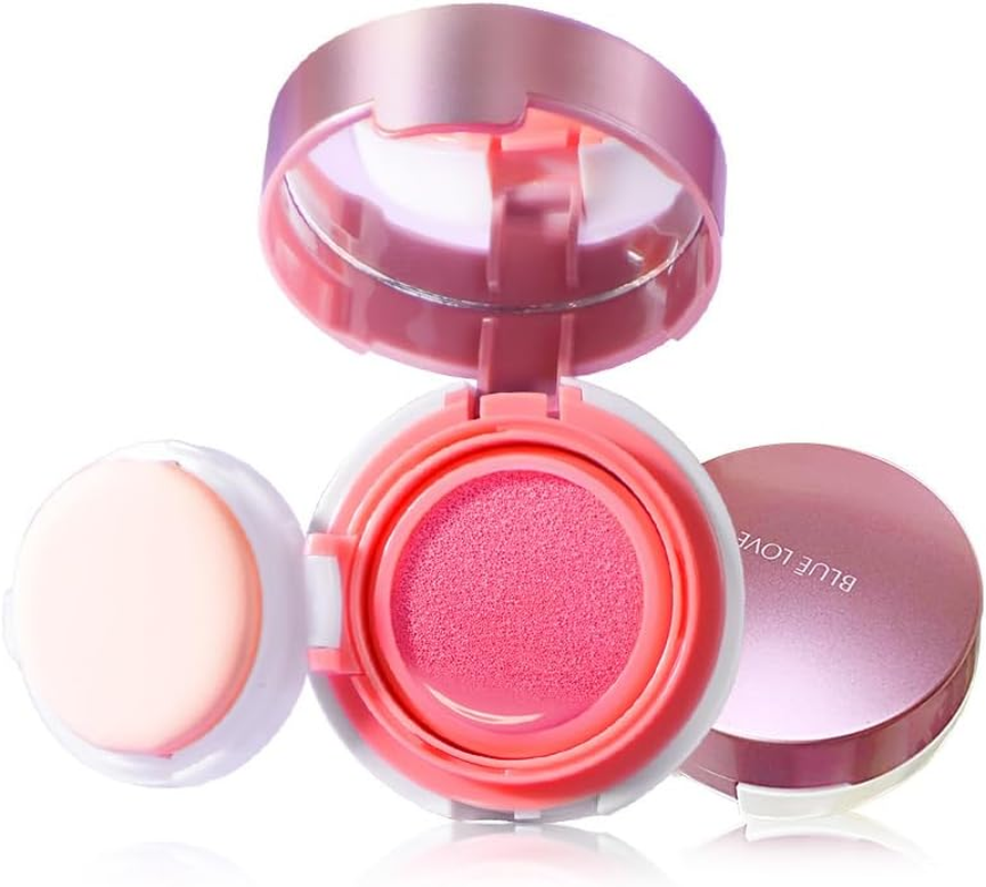 Cushion Liquid Blush - Silky Cheek Tint with Mirror, Natural Enhancer for a Radiant Finish, Contours & Highlights for Effortless Elegant (02 Peach Pink)