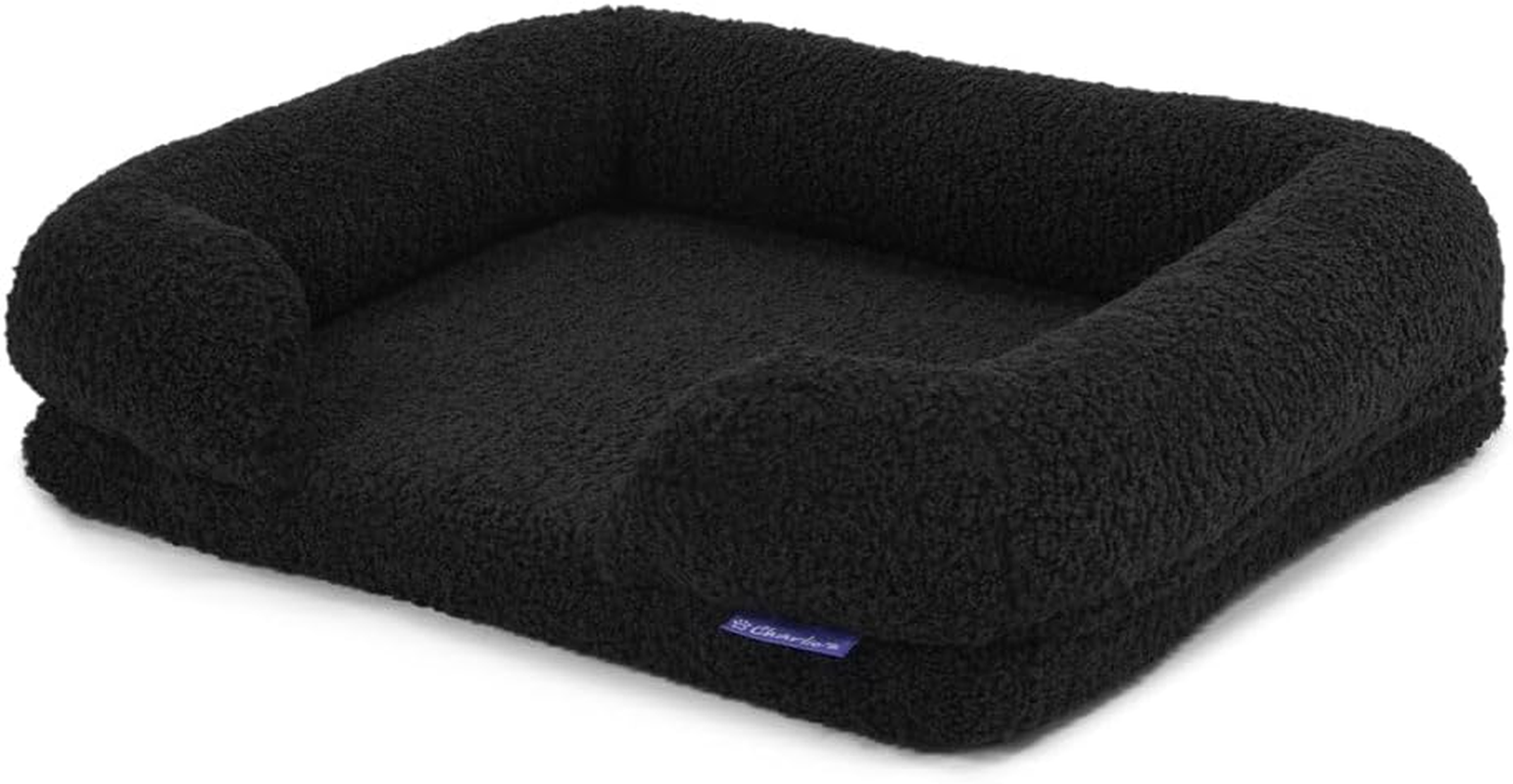 Charlie'S Boucle Style Ultra - Soft Teddy Fleece Orthopedic Memory Foam Calming Dog Cat Pet Sofa Bed Head and Neck Support - Cream Large 120X89X6Cm+15Cm