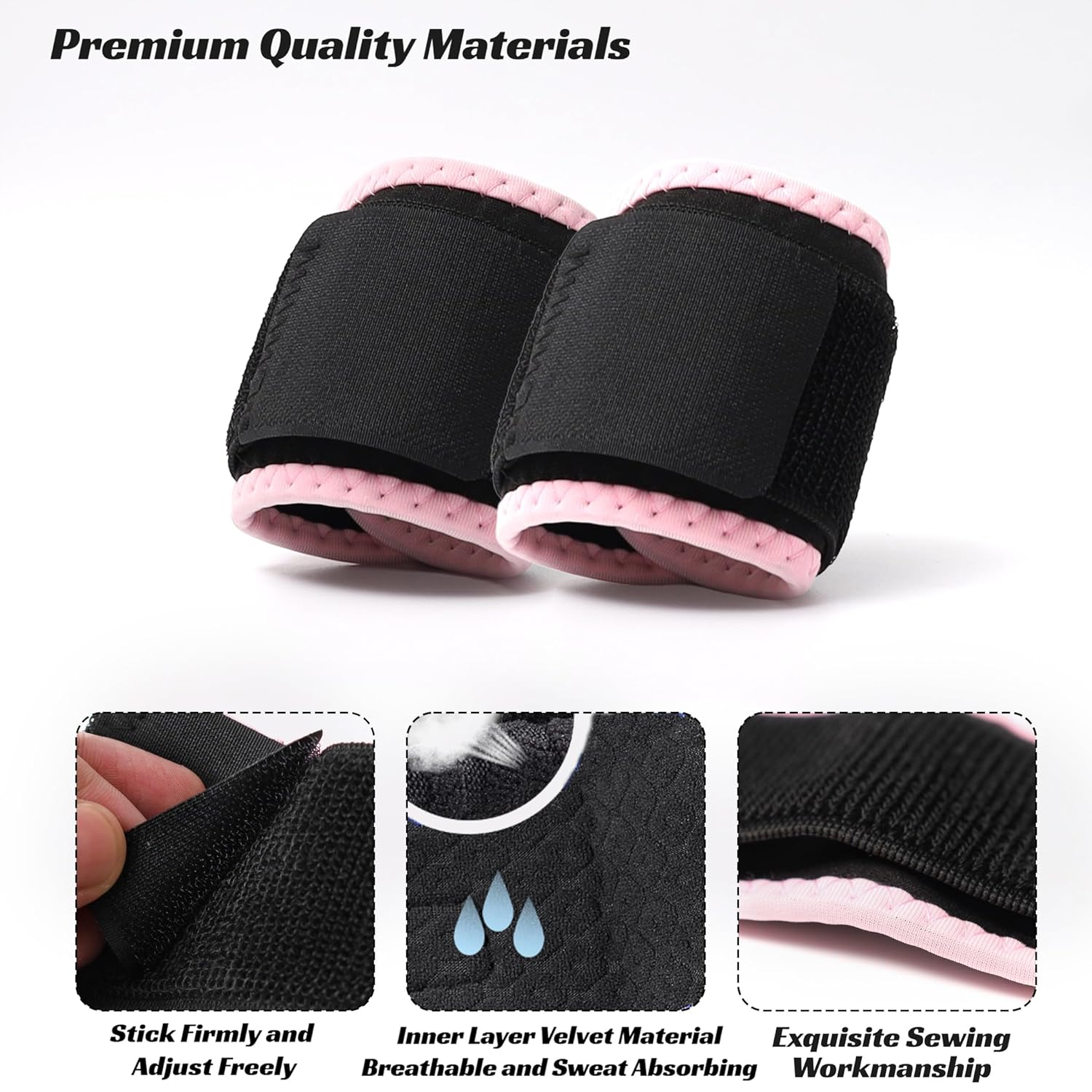 Wrist Brace 2 Pack - Wrist Support for Carpal Tunnel Pain Relief for Men & Women - Adjustable Wrist Straps for Weightlifting, Gym, Sports, Cycling - Comfortable & Flexible Wrist Guard for Sprains (Pink) image number 6