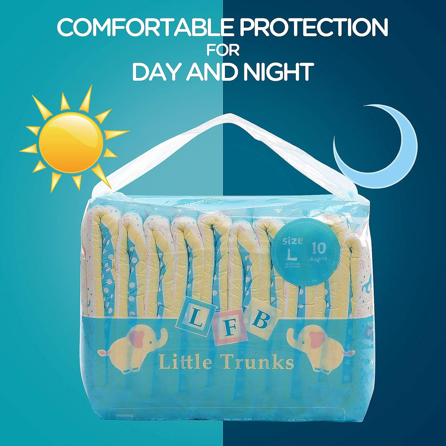Littleforbig Printed Adult Brief Diapers 10 Pieces - Little Trunks L
