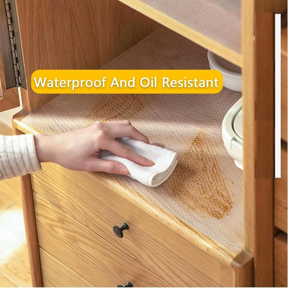 2 Rolls Clear Non-Slip Shelf Liner for Kitchen Cabinets and Drawers &ndash; Waterproof, Oil-Proof, Non-Adhesive, Easy-To-Cut Liner for Pantry, Fridge, Cupboards, and Storage Shelves image number 1
