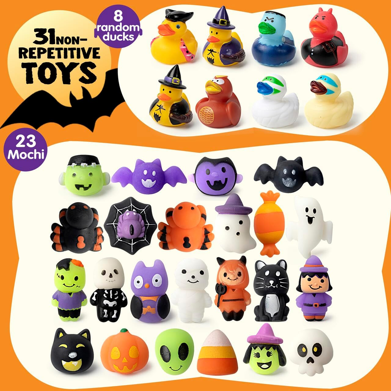 JOYIN Halloween Advent Calendar 2025 with Surprise Toys, Holiday Countdown to Halloween with Mochi and Surprise Themed Rubber Ducks,Countdown Calendar Toys for Party Favor image number 5