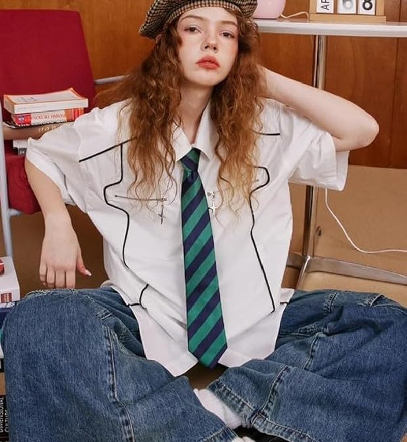 Striped Tie for Mens Formal Neck Ties for Men Cosplay Christmas Tie Striped Necktie for Men Wide Neck Tie Casual Wedding Party Necktie Christmas Neckwear image number 1